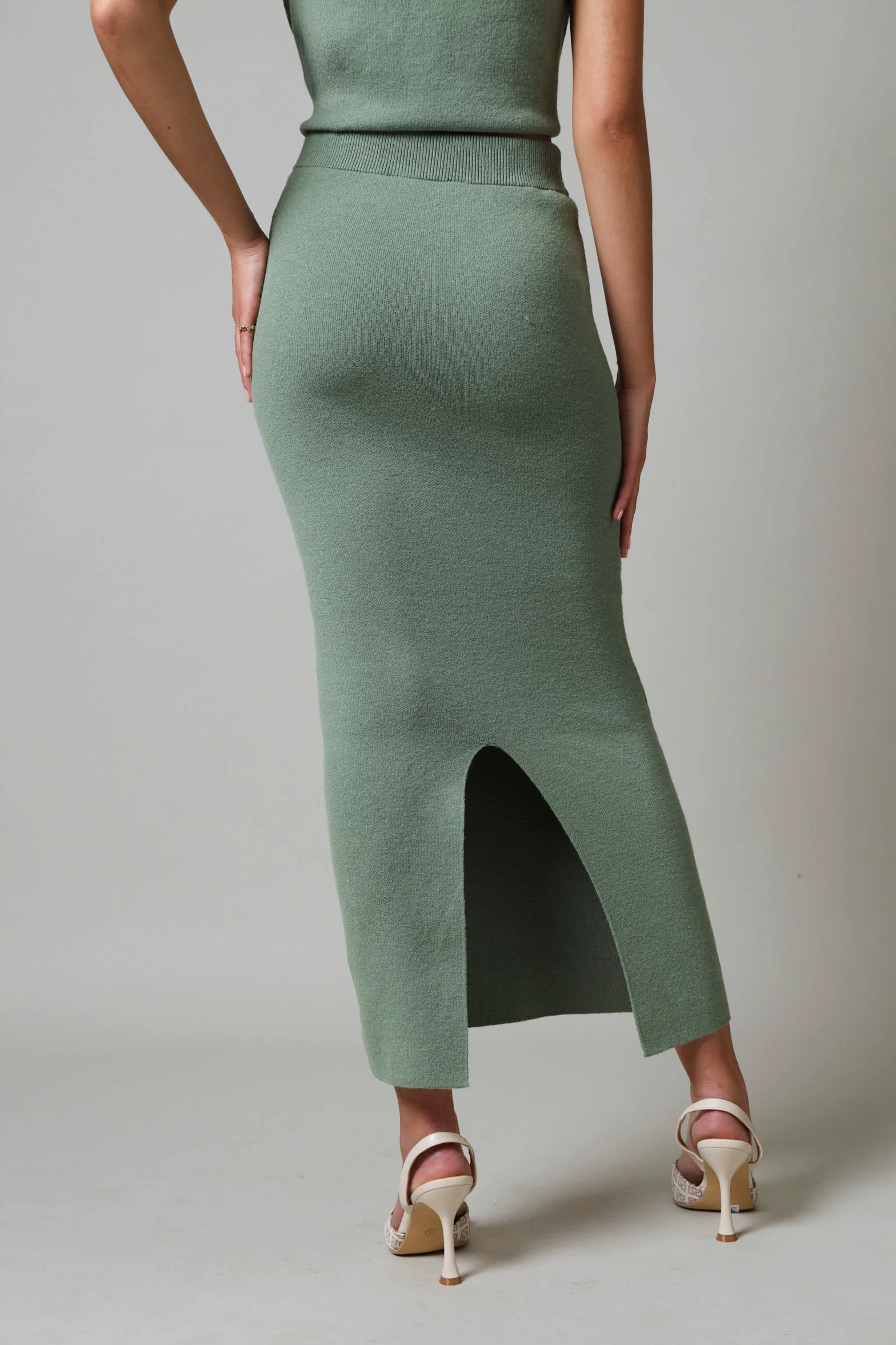 Maxi Knitwear Skirt - Sage - Image 3