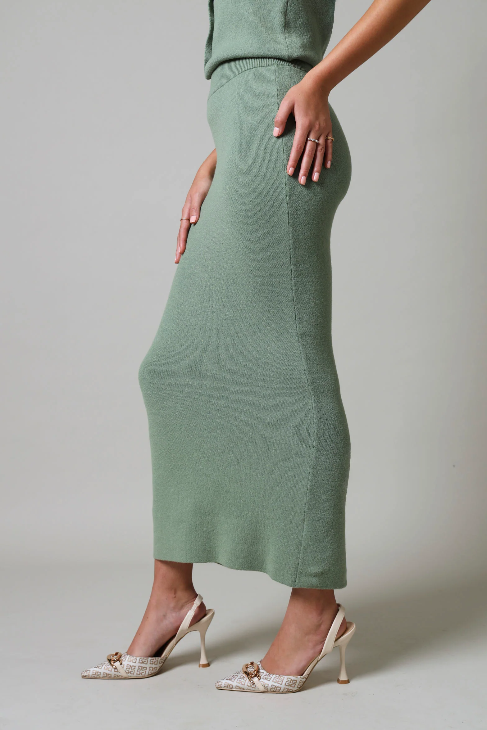 Maxi Knitwear Skirt - Sage - Image 5