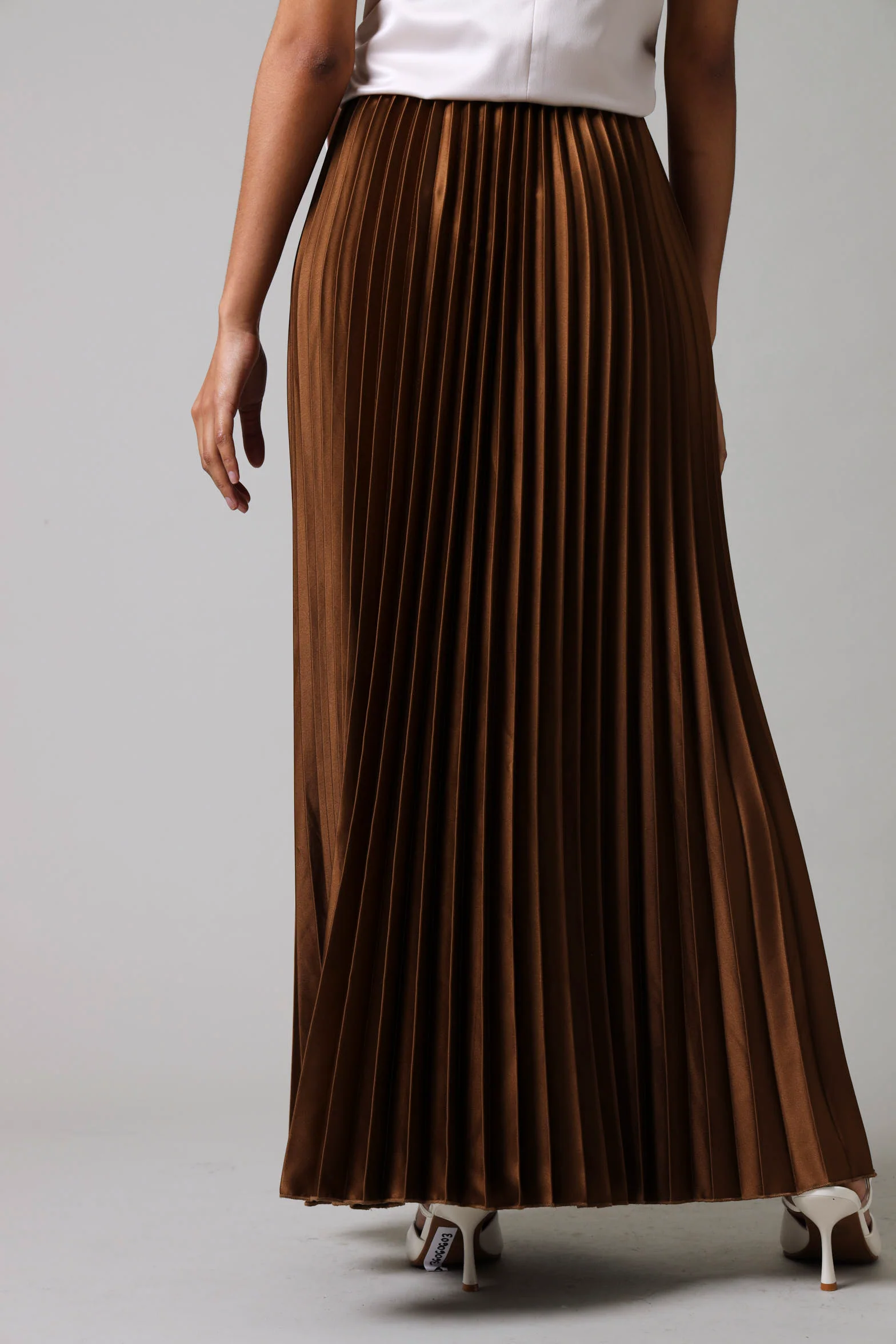 Maxi Pleated Skirt - Brown - Image 4