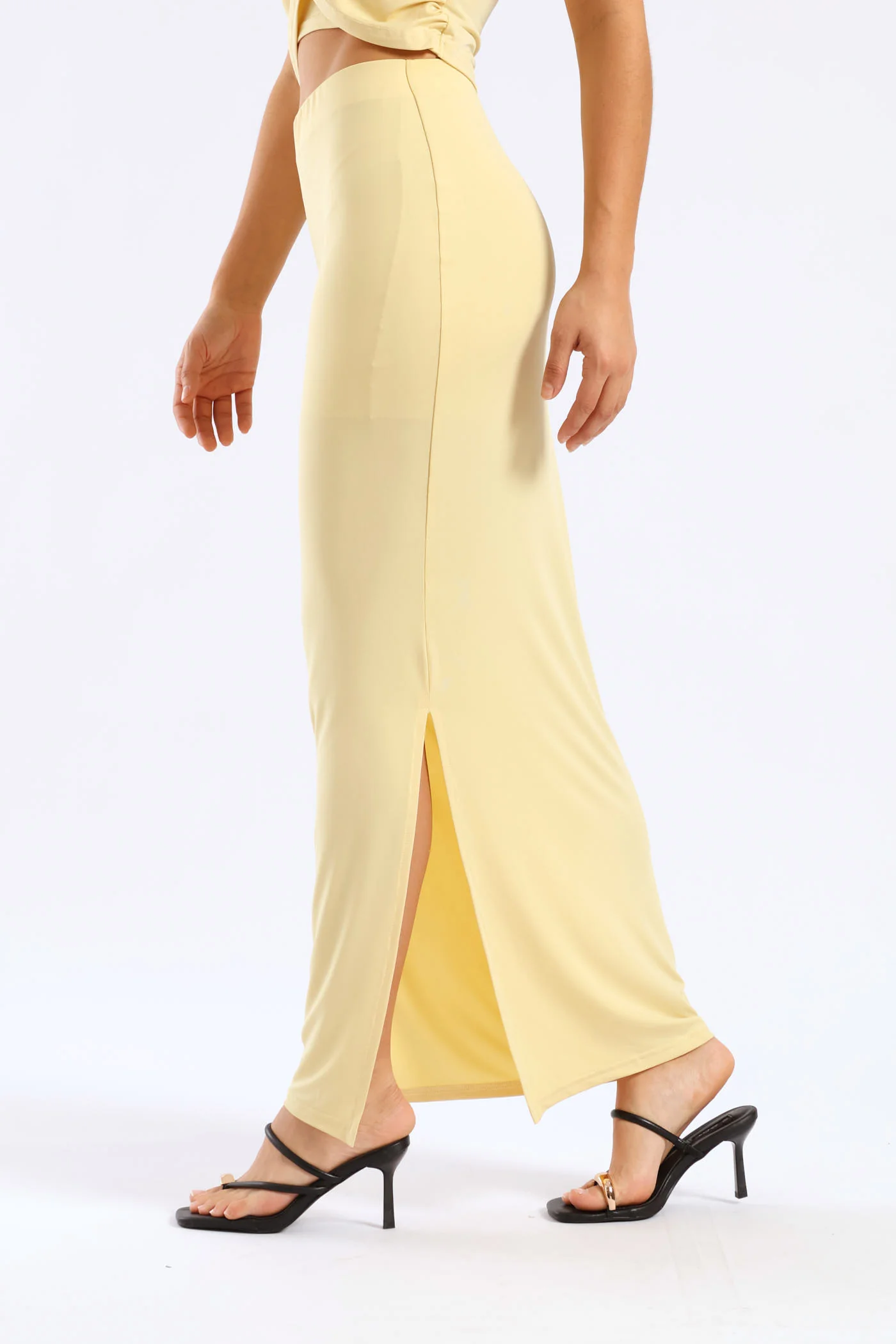 Maxi Slinky Skirt - Yellow - Image 3