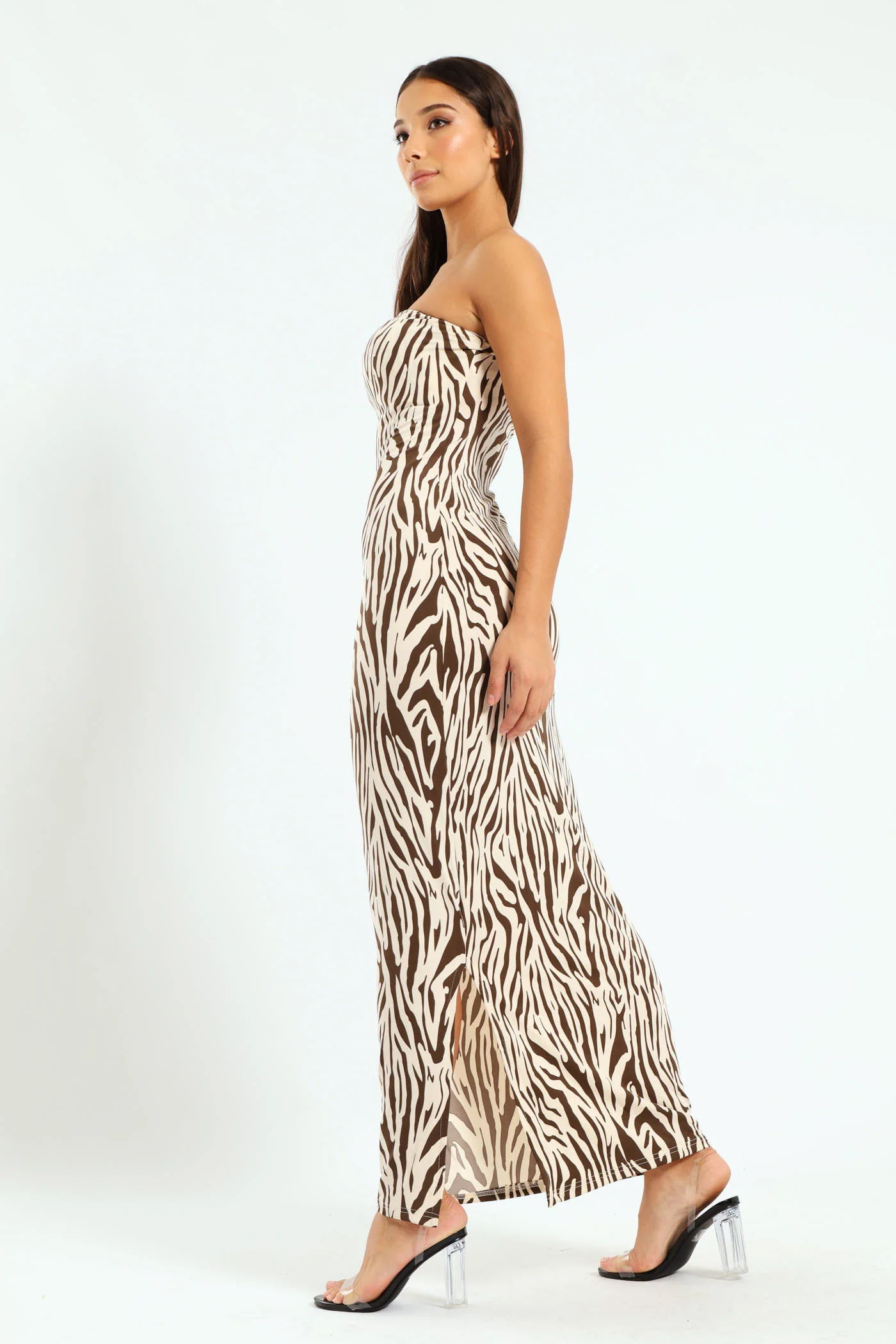 Maxi Slinky Strapless Bodycon Dress - Animal - Image 2