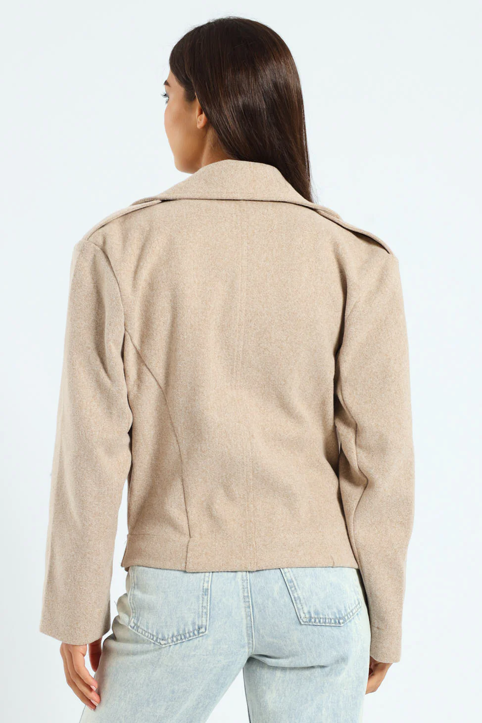 Melton Utility Shacket - Oatmeal - Image 2