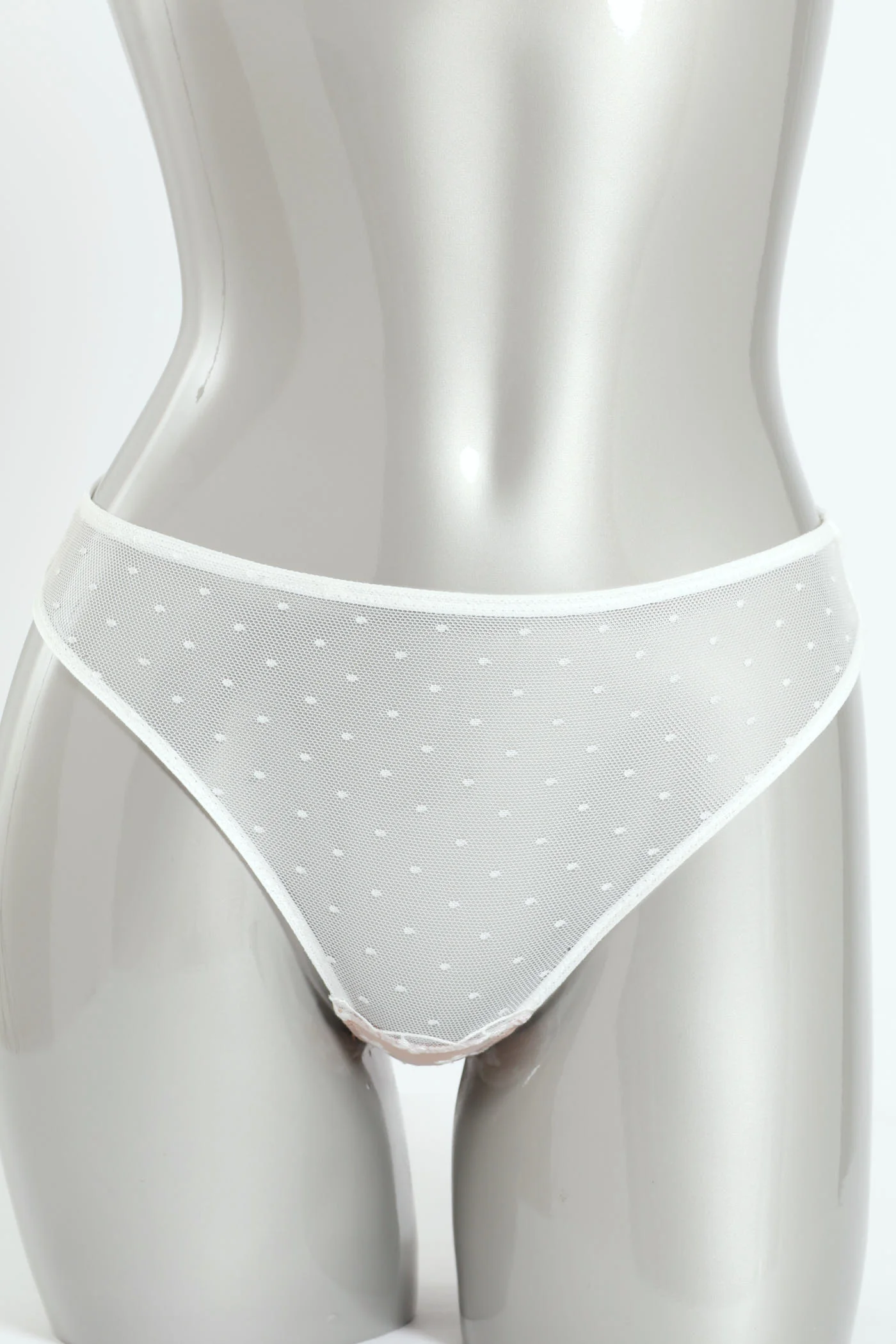 Mesh G-String Panties With Bow - Nude