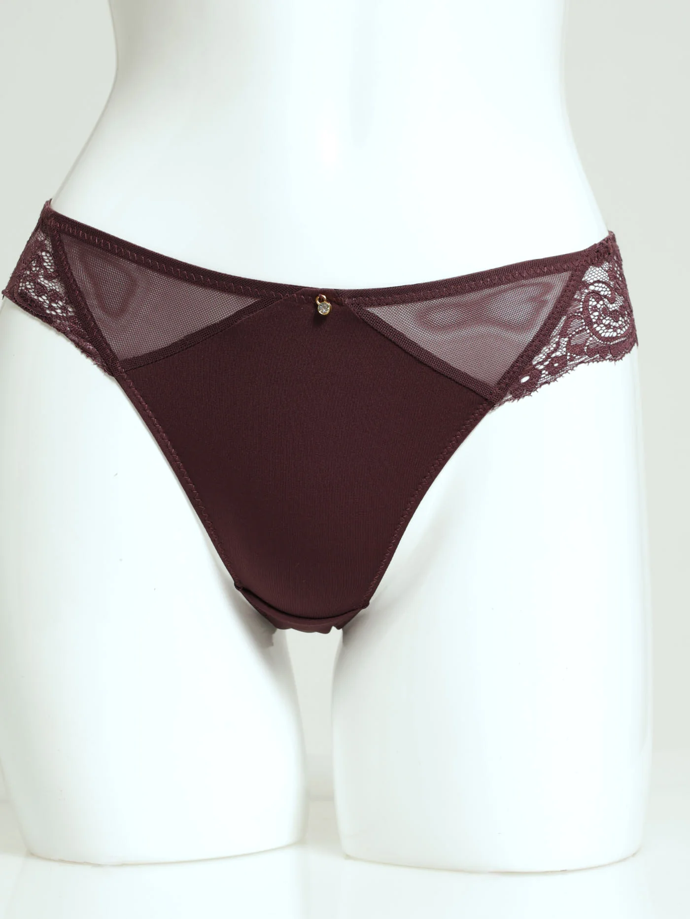 Mesh Lace Brazilian Huckleberry Panty - Plum - Image 2