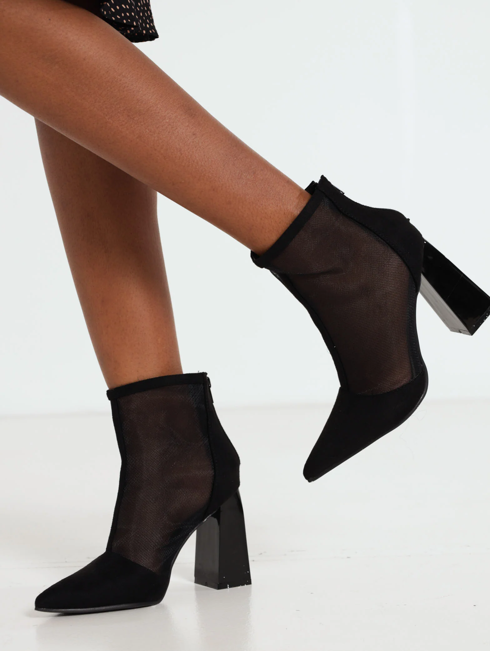 Mesh Ankle Boot On Perspex Heel