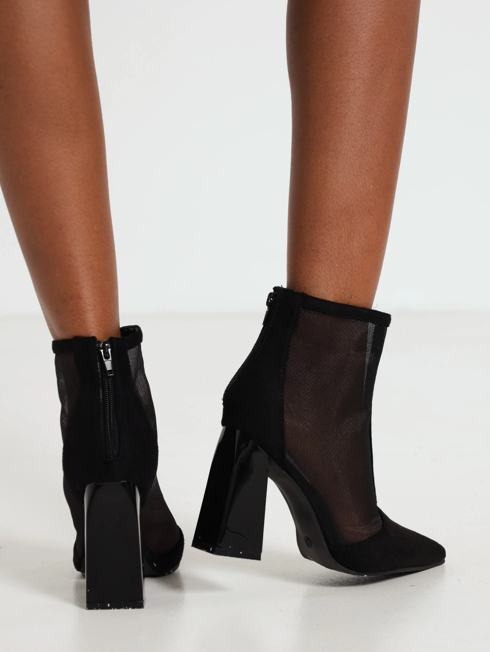 Mesh Ankle Boot On Perspex Heel - Image 2