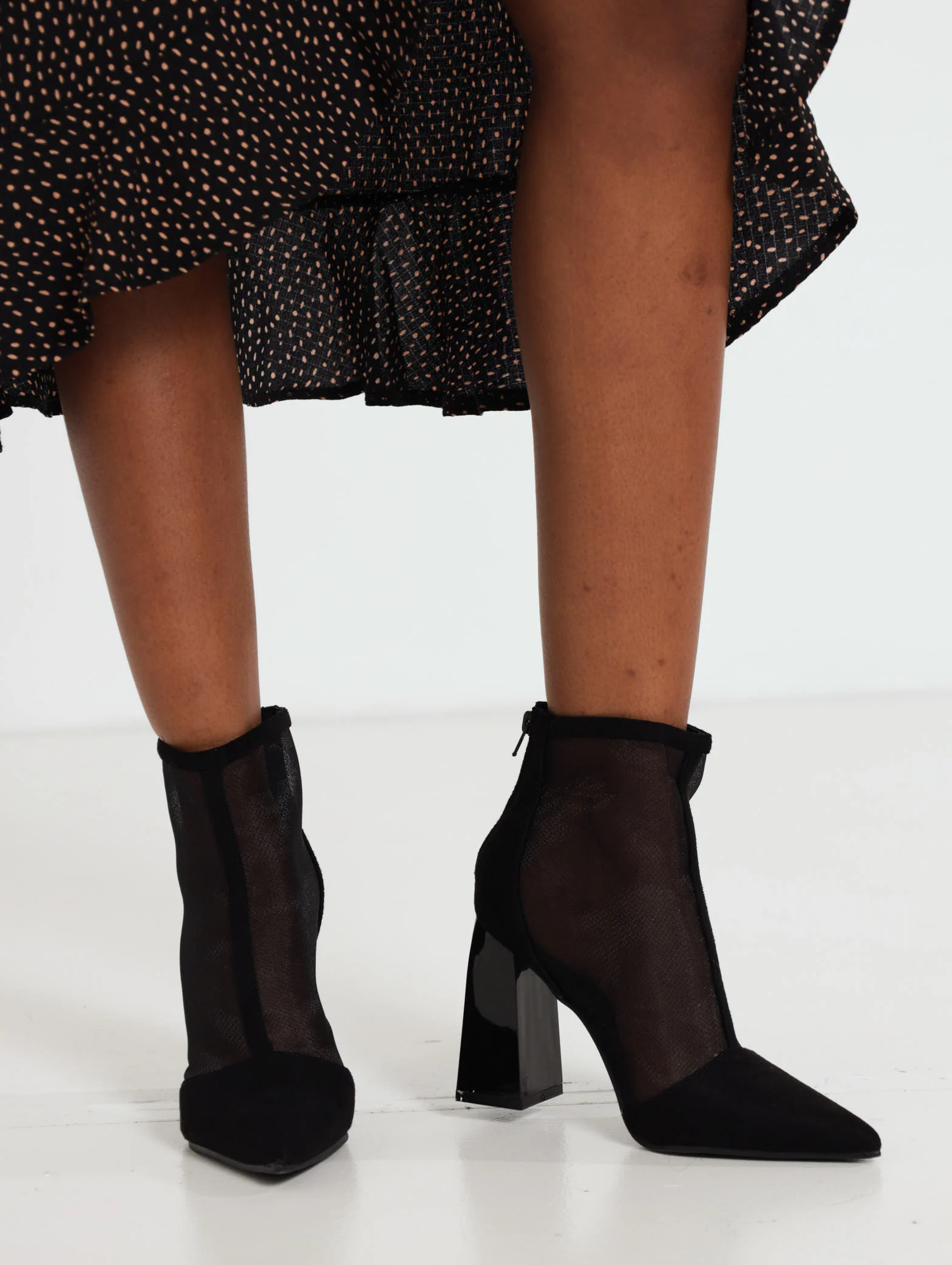 Mesh Ankle Boot On Perspex Heel - Image 3