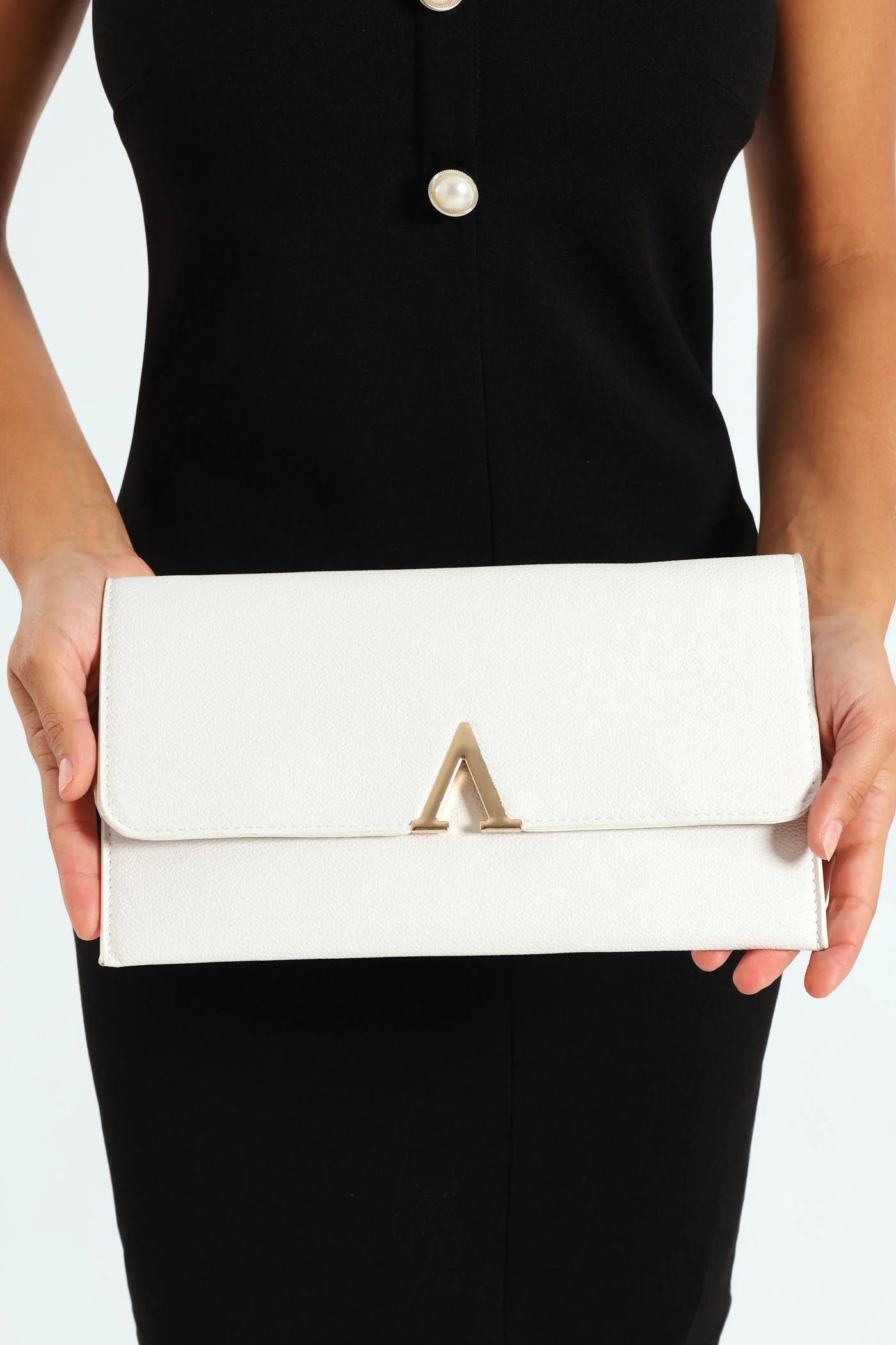 Metal Bar Clutch Bag - Off White - Image 4