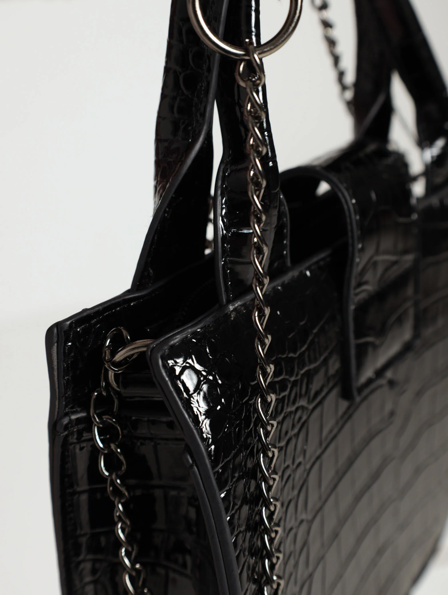 Metal Detail Flapover Tote Bag - Image 3