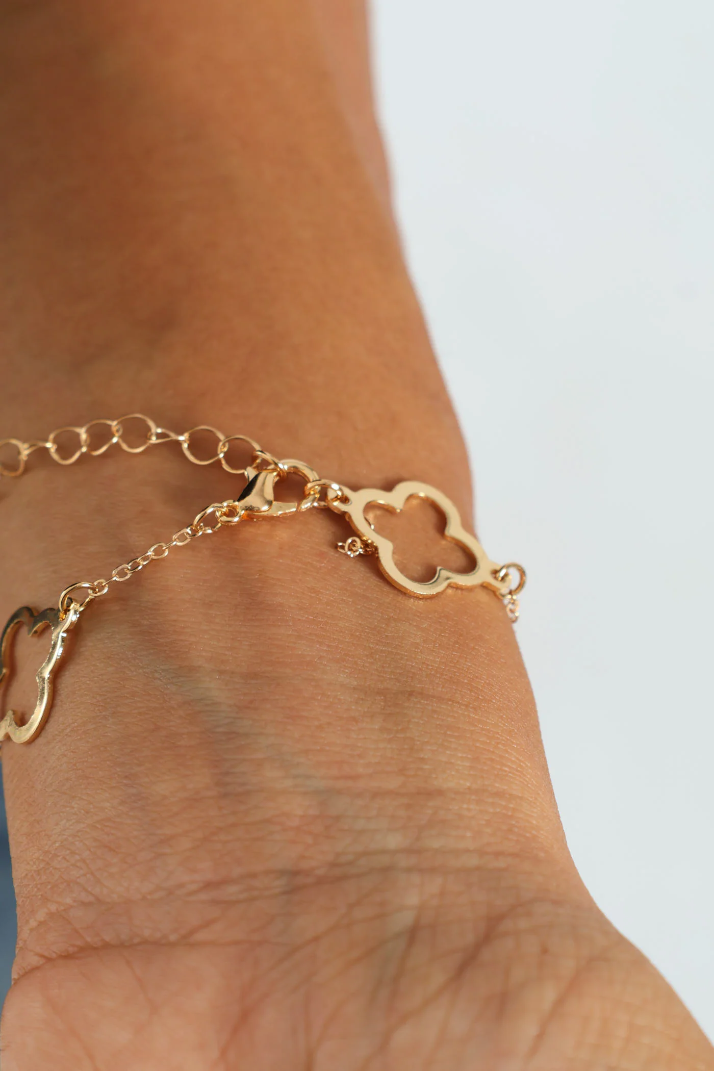 Metal Flower Bracelet & Ring Set - Gold - Image 2