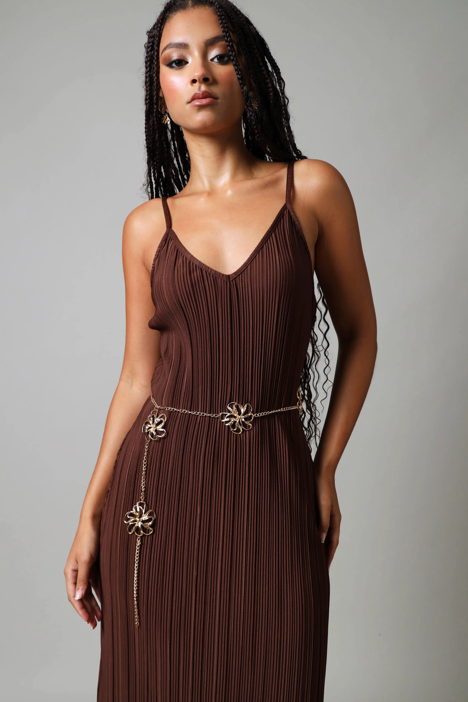 Metal Flower Chain Belt - Gold