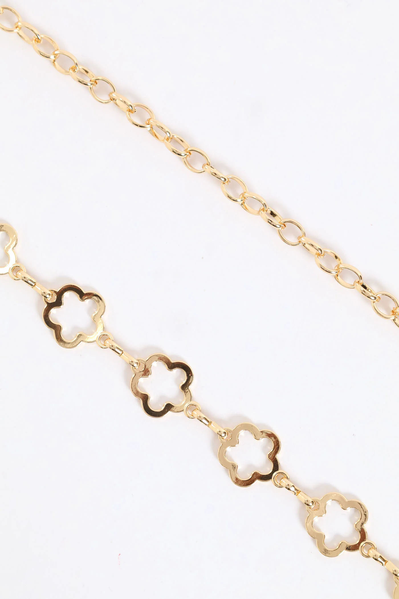 Metal Flower Chain Belt - Gold