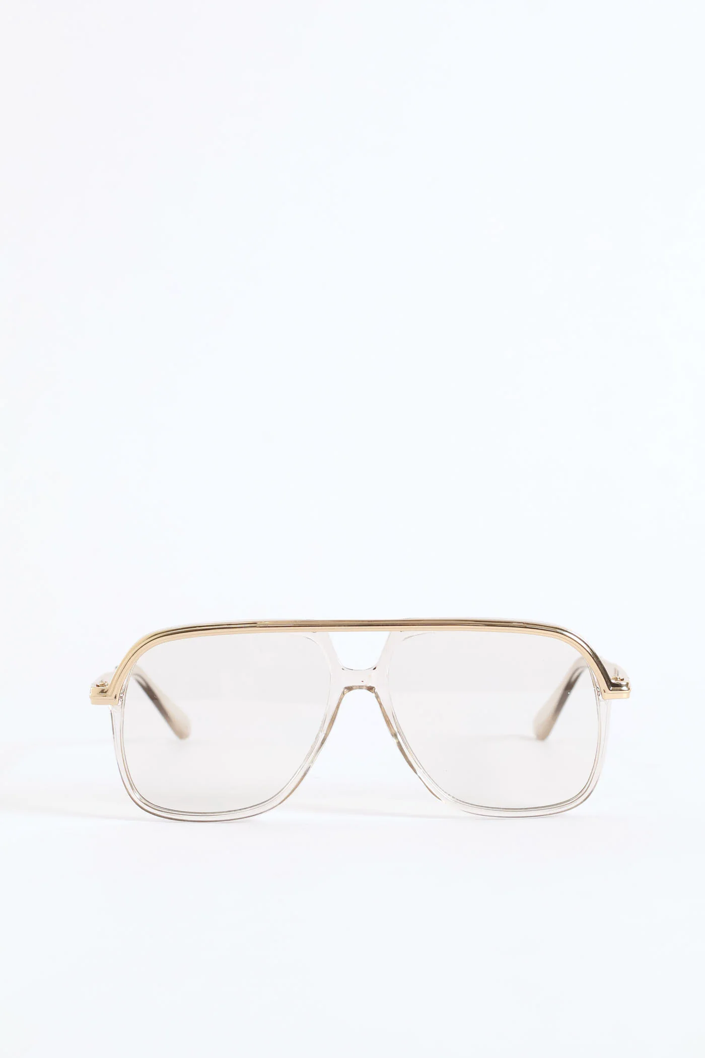 Metal Frame Retro Side Bar Sunglasses - Light Brown