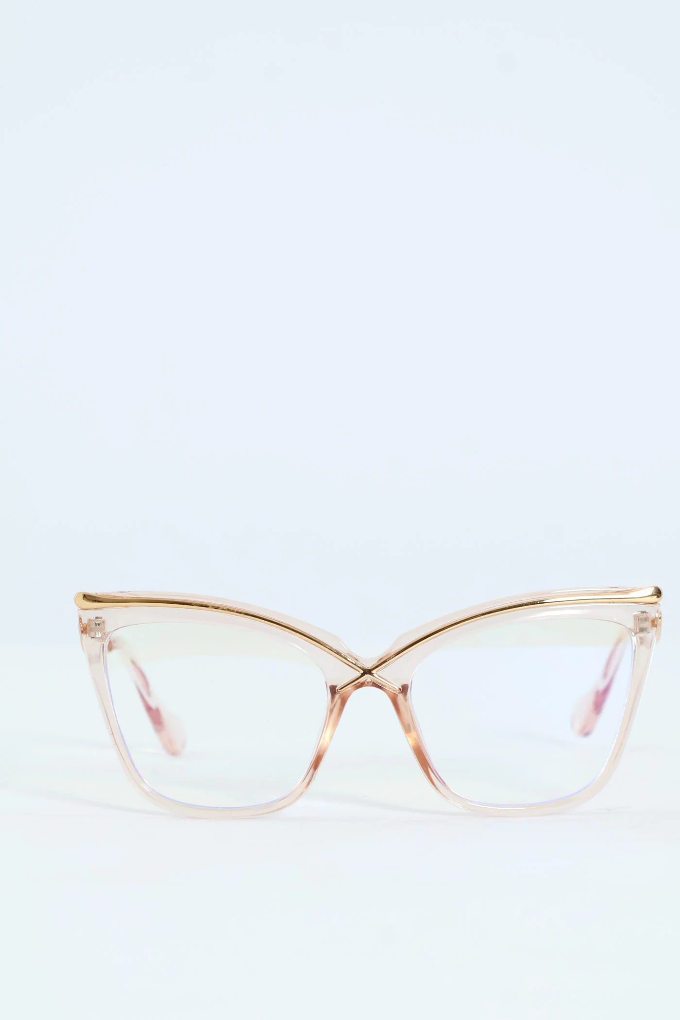 Metal Front Blue Block Lens Glasses - Gold