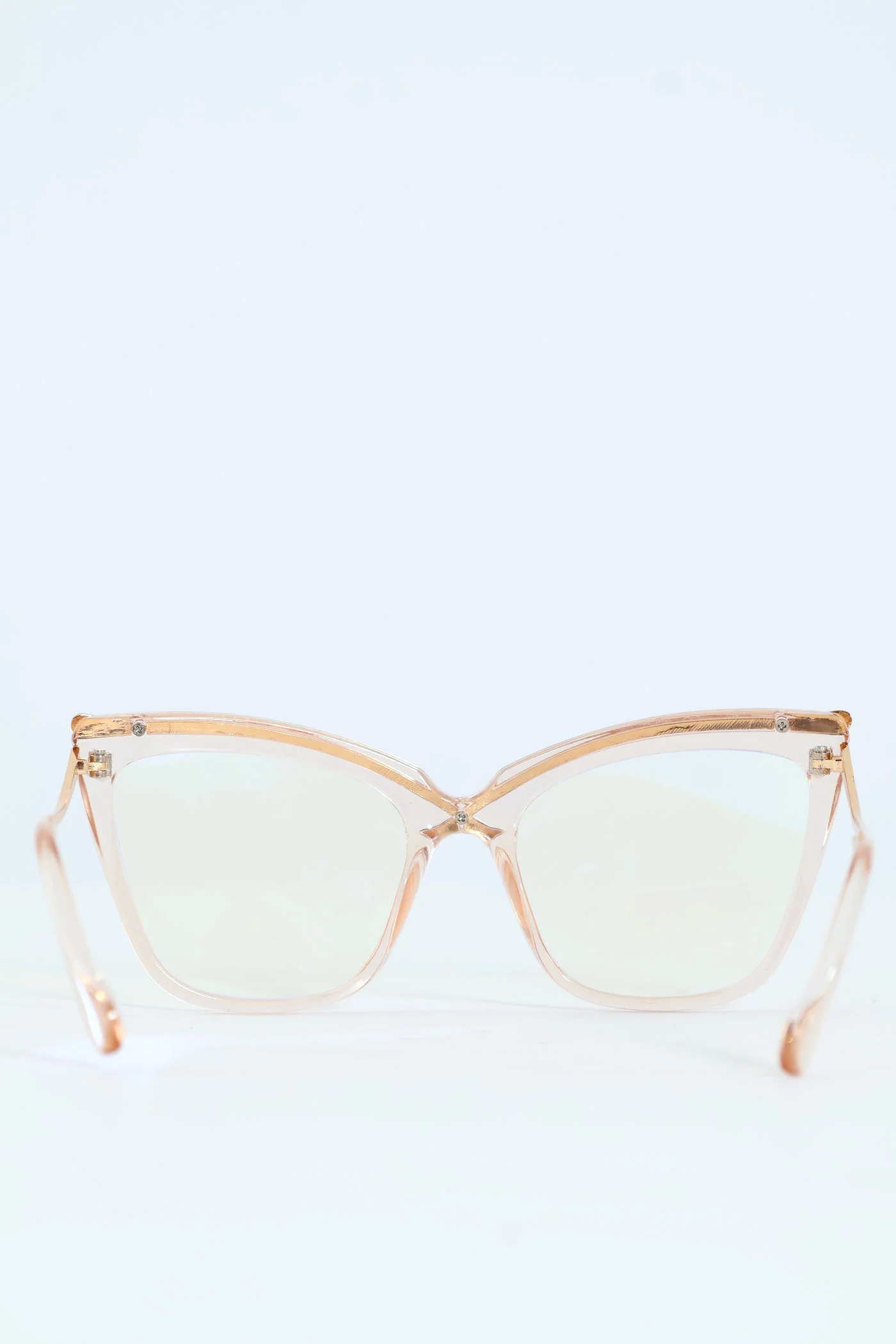 Metal Front Blue Block Lens Glasses - Gold - Image 3