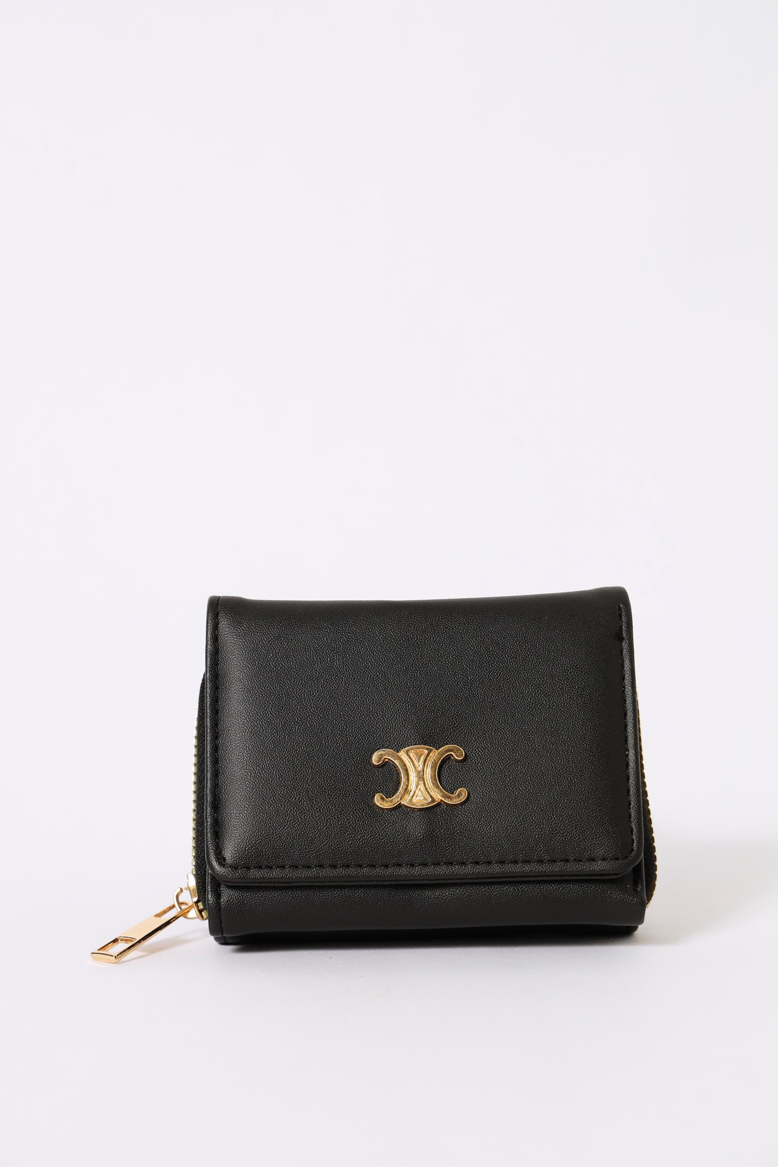 Metal Logo Compartment Wallet - Natural