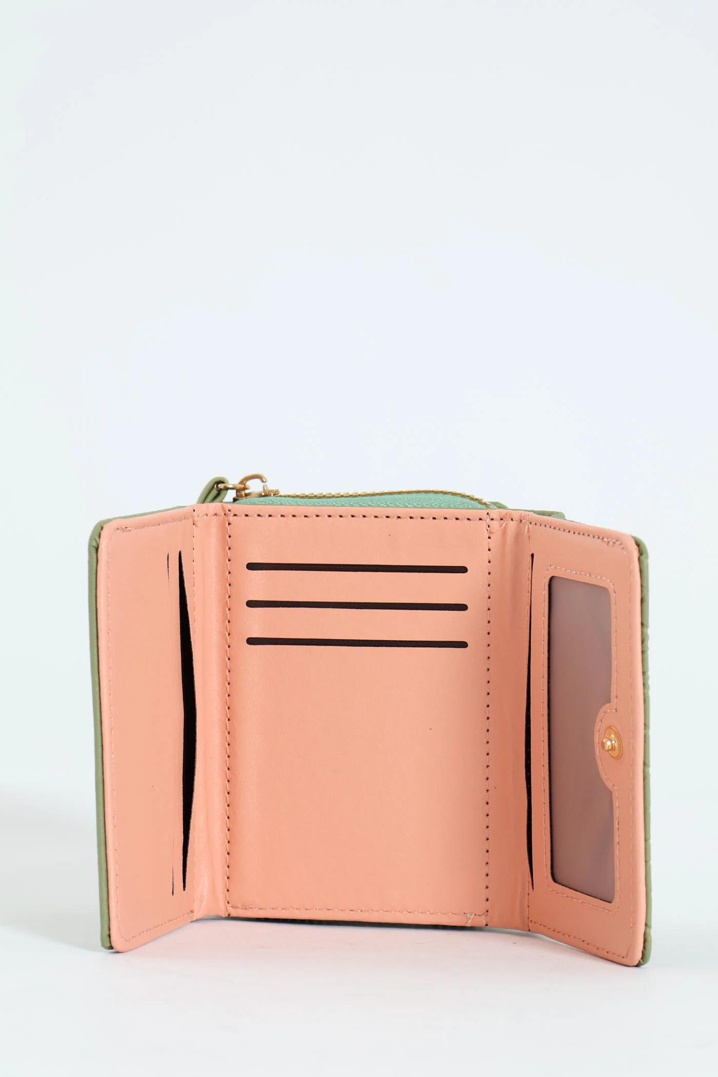 Metal Logo Compartment Wallet - Sage - Image 2
