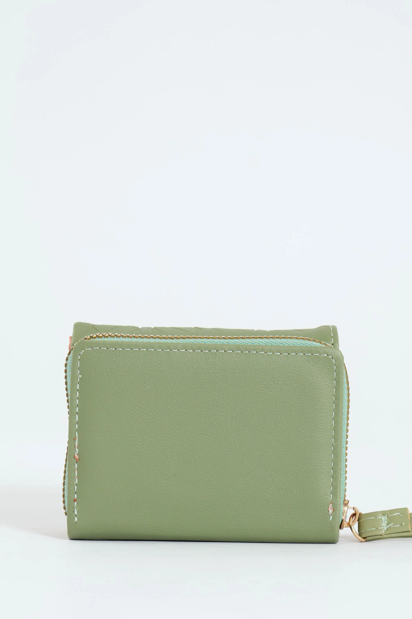 Metal Logo Compartment Wallet - Sage - Image 6