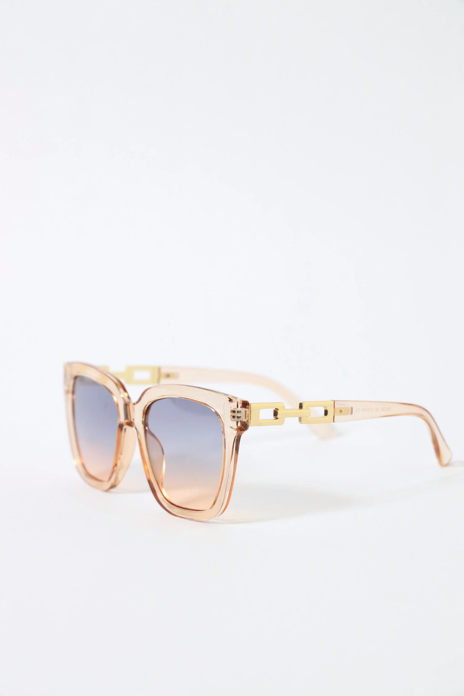 Metal Temple Design Sunglasses - Champagne - Image 2