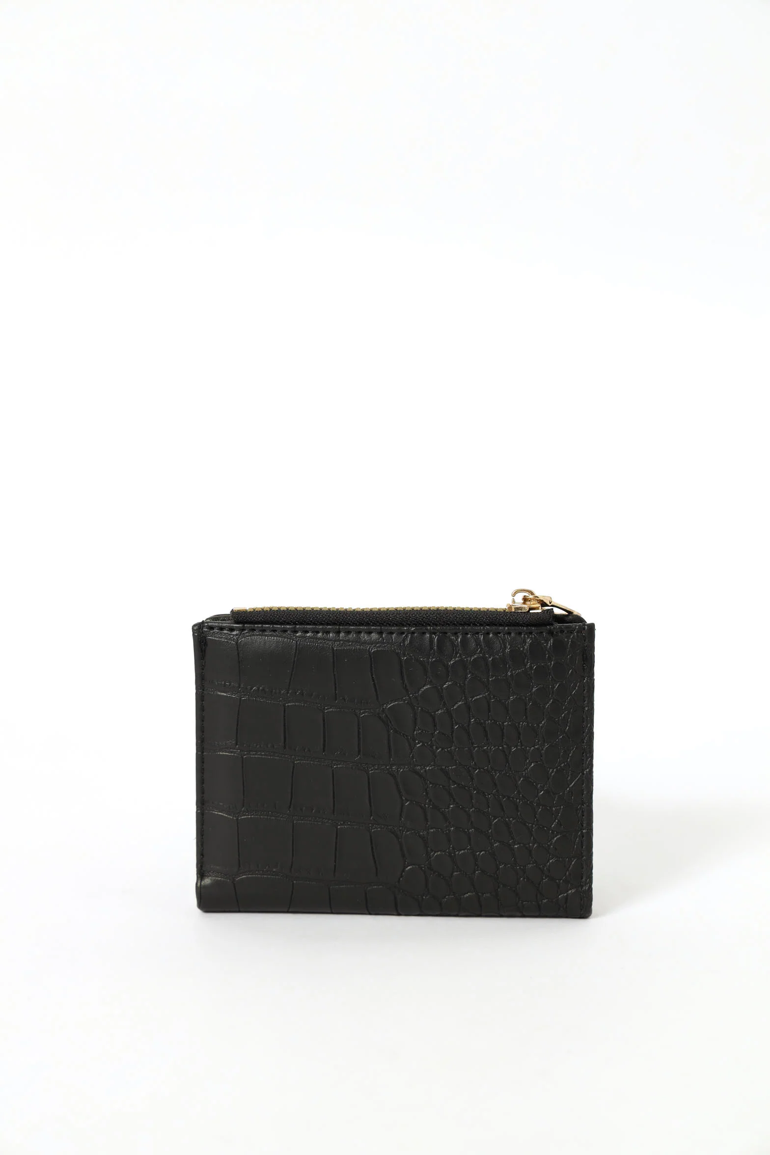 Metal Trim Compartment Zip Wallet - Black - Image 4
