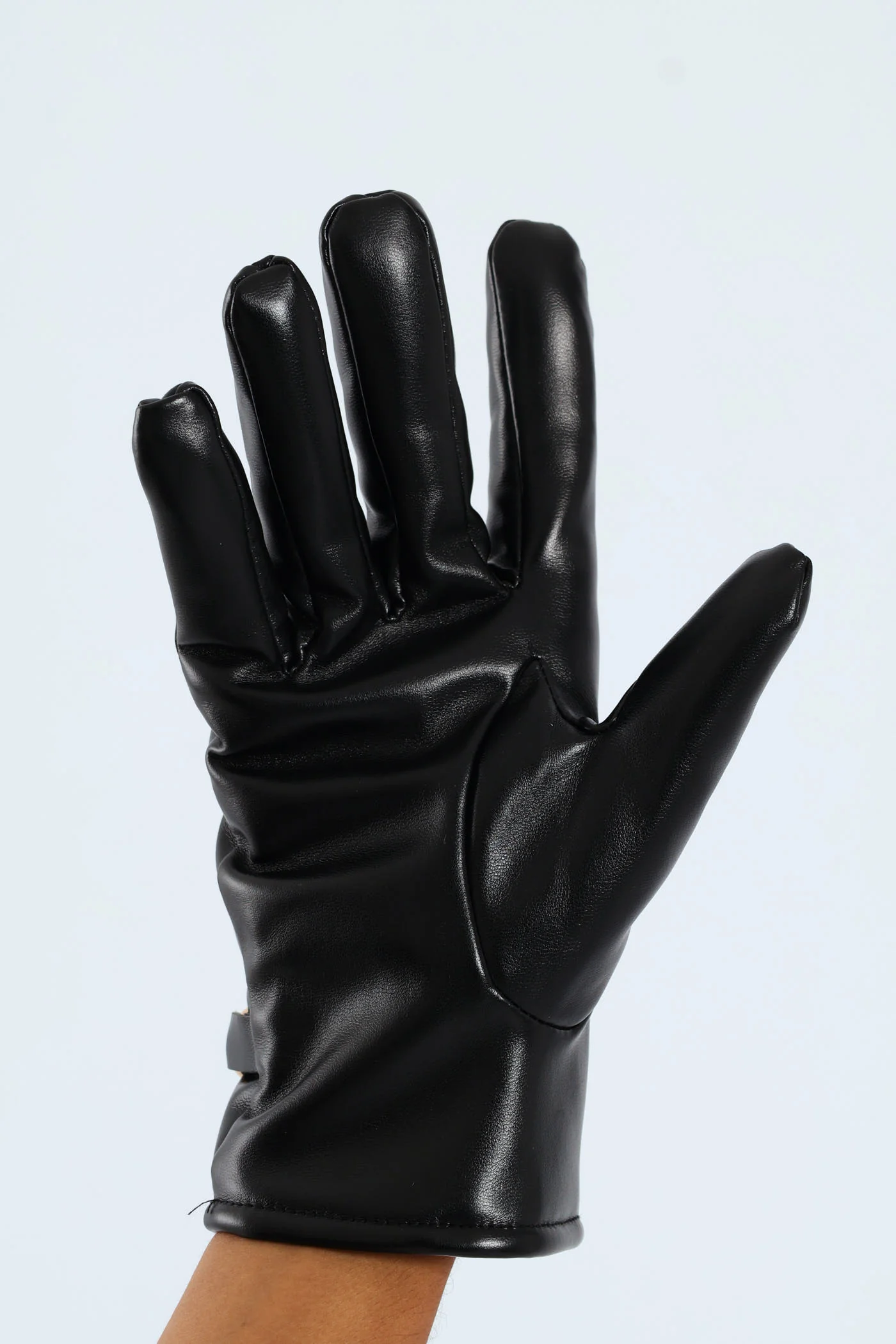 Metal Trim Pu Gloves - Black - Image 2