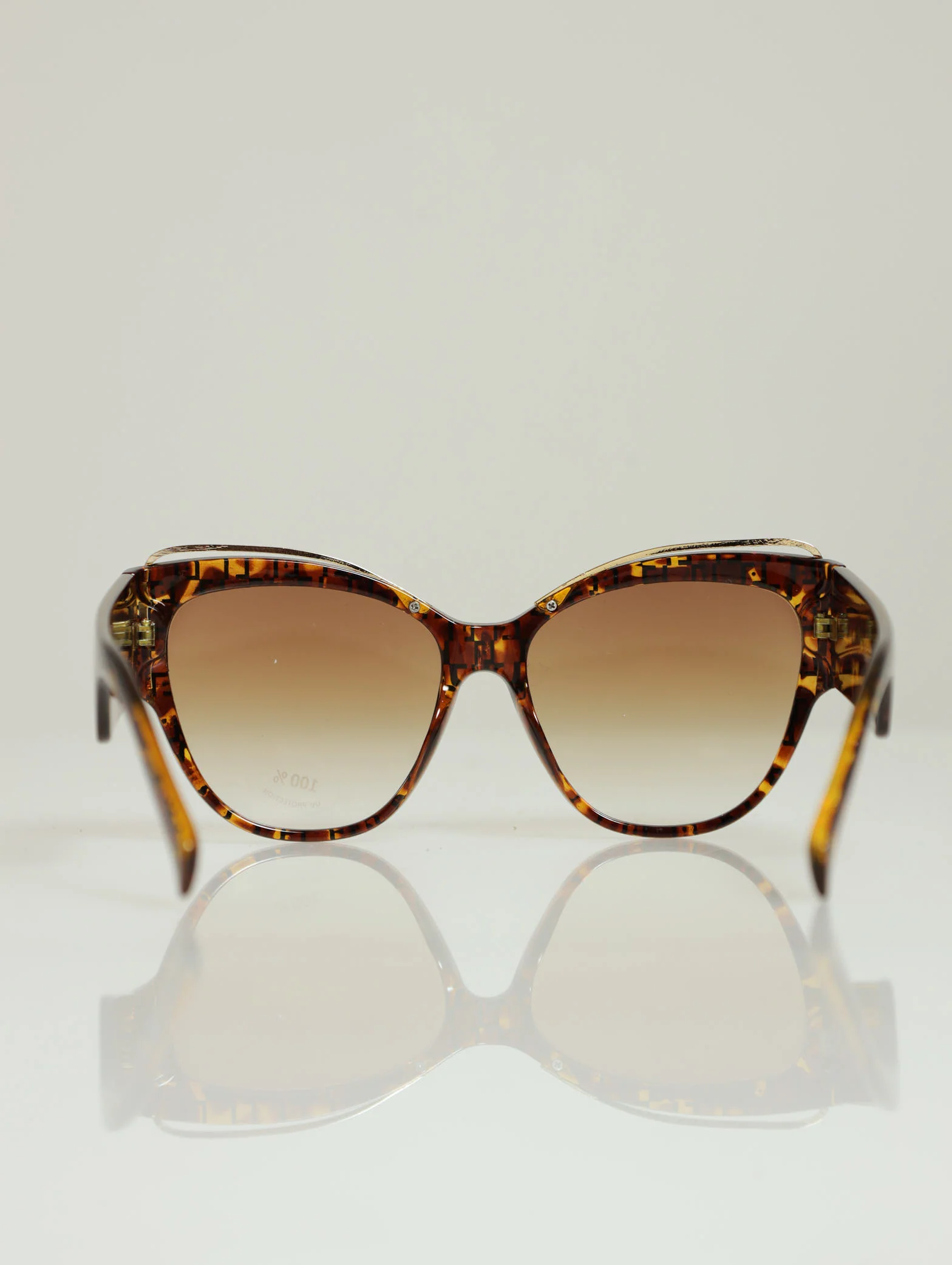 Metal Trim Sunglasses - Brown - Image 3