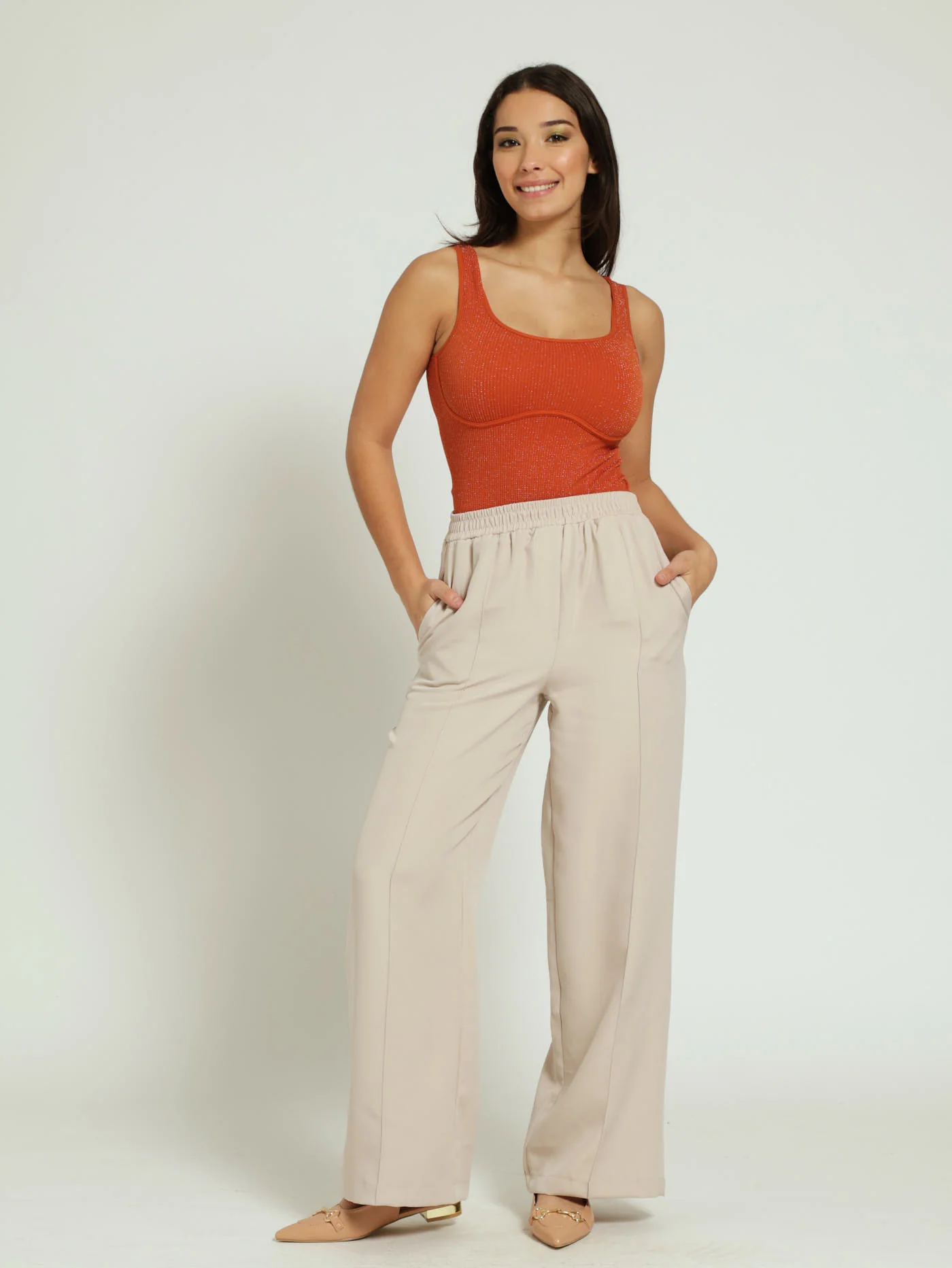 Metallic Binding Underbust Top - Rust - Image 4