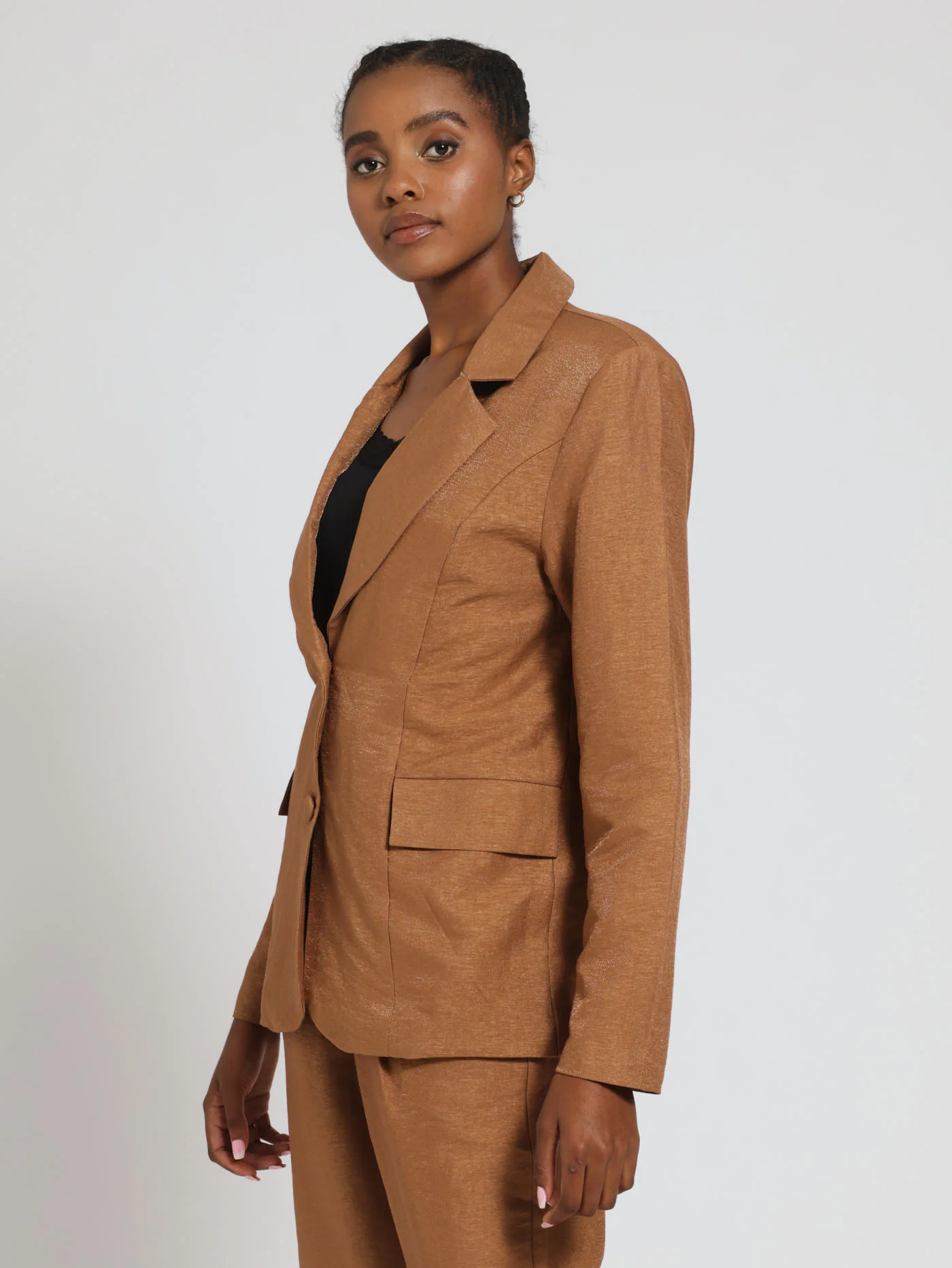 Metallic Blazer - Brown - Image 2