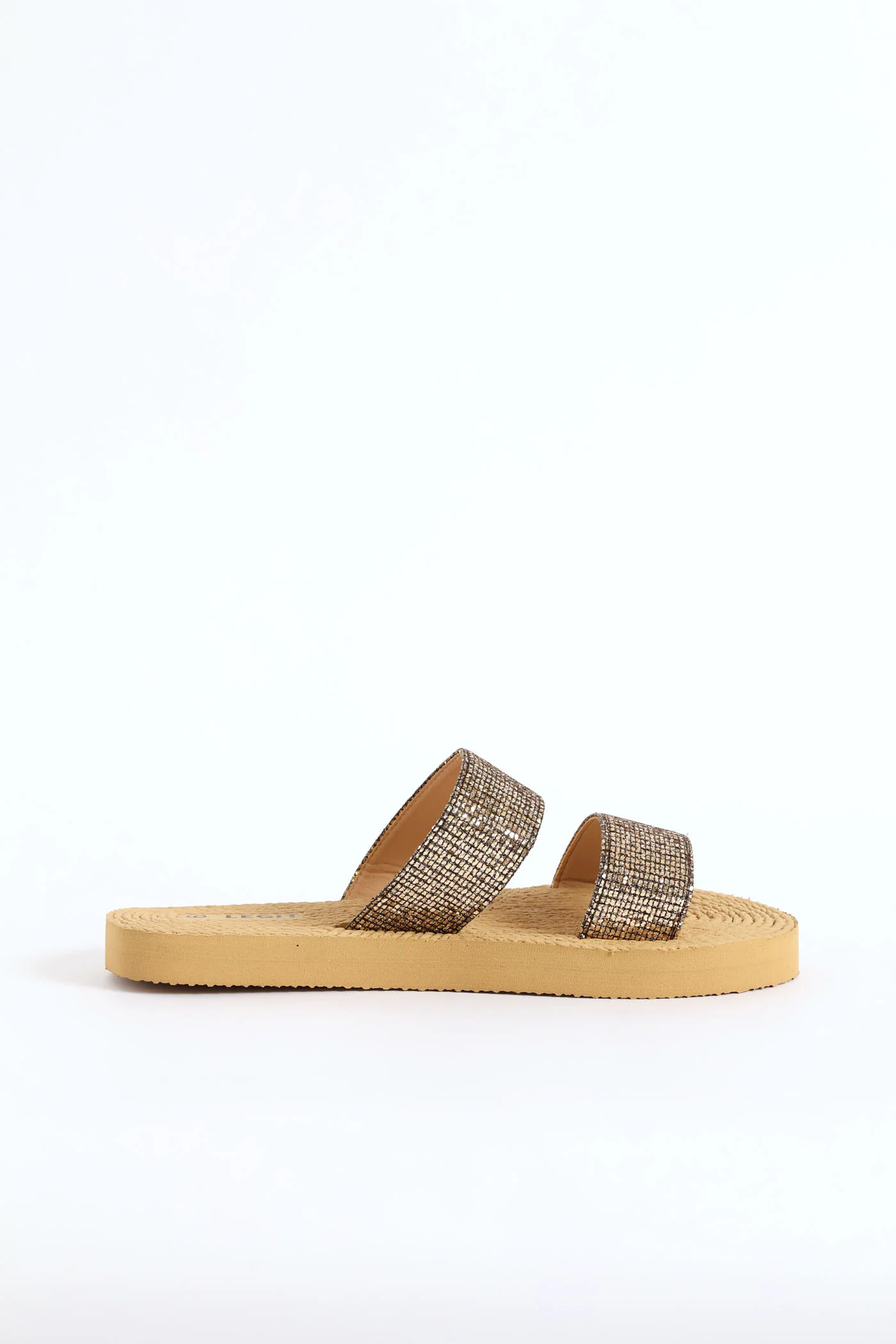 Metallic Double Strap Rope Sandal - Bronze - Image 8