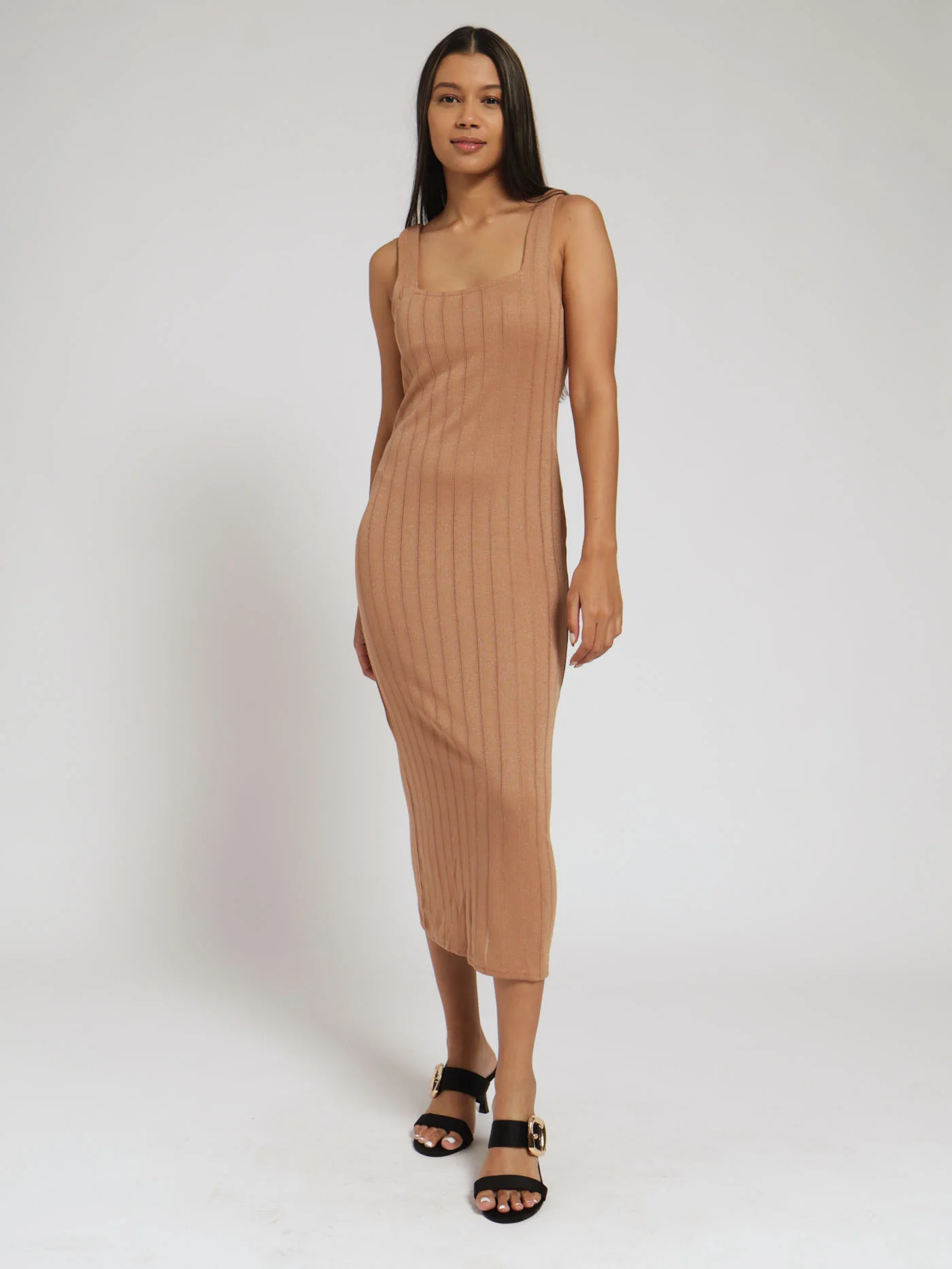 Metallic Knit Dress - Stone