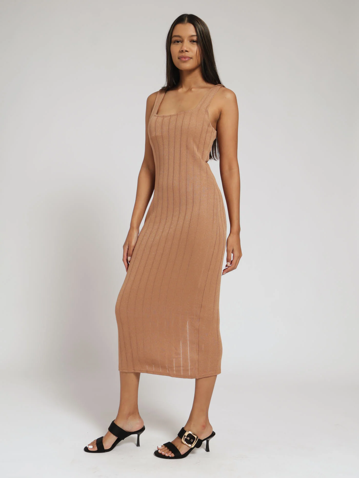 Metallic Knit Dress - Stone - Image 2