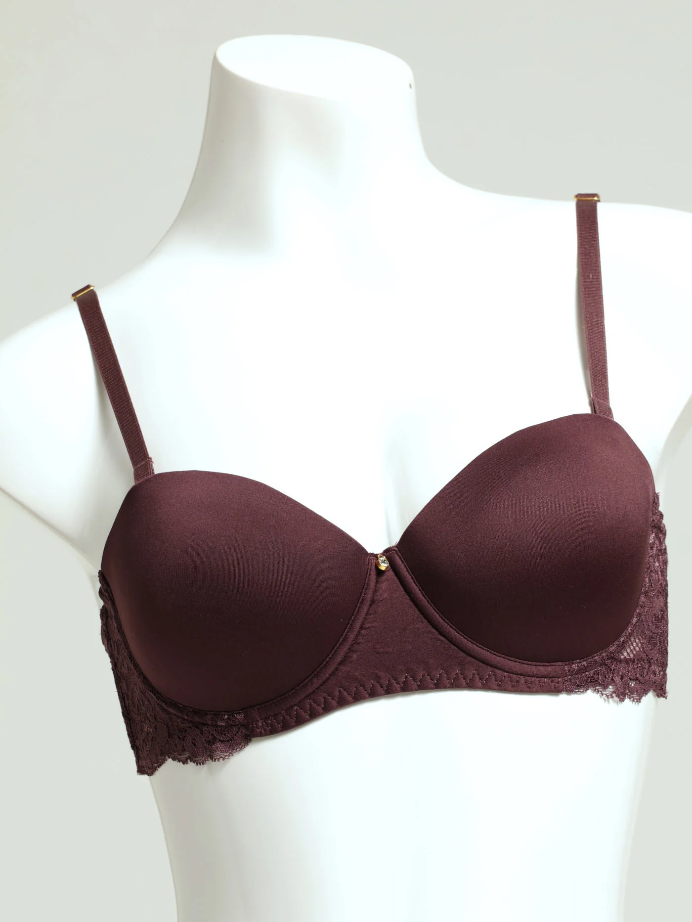 Microfibre Lace Balconette Huckleberry Bra - Plum