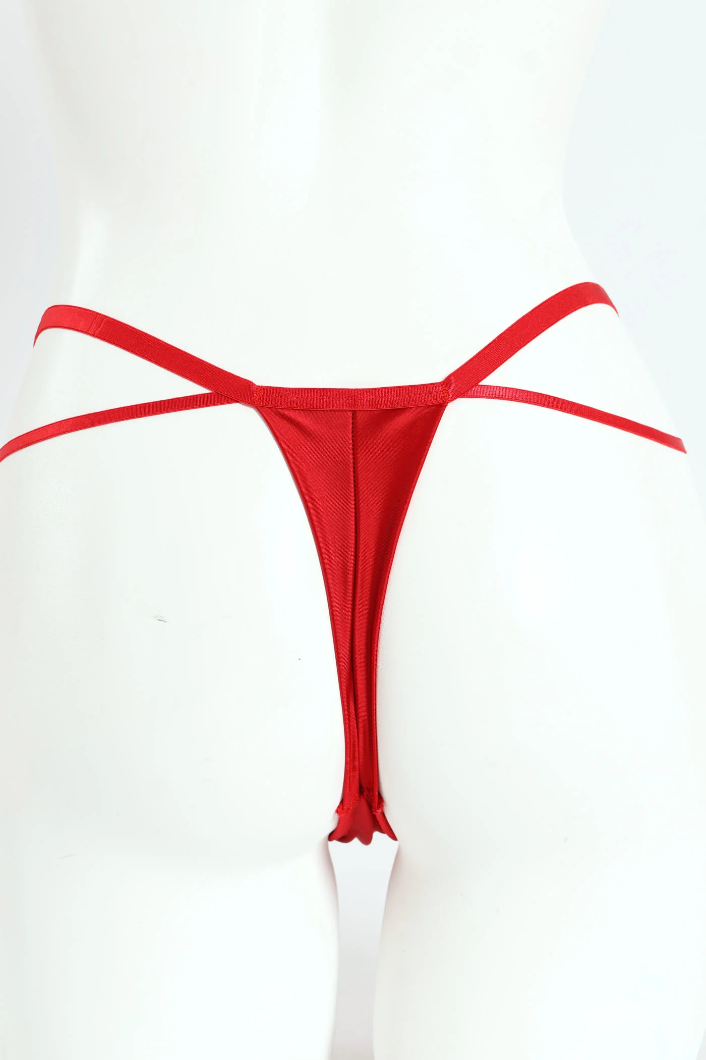 Microfibre Lace G-String - Red - Image 2