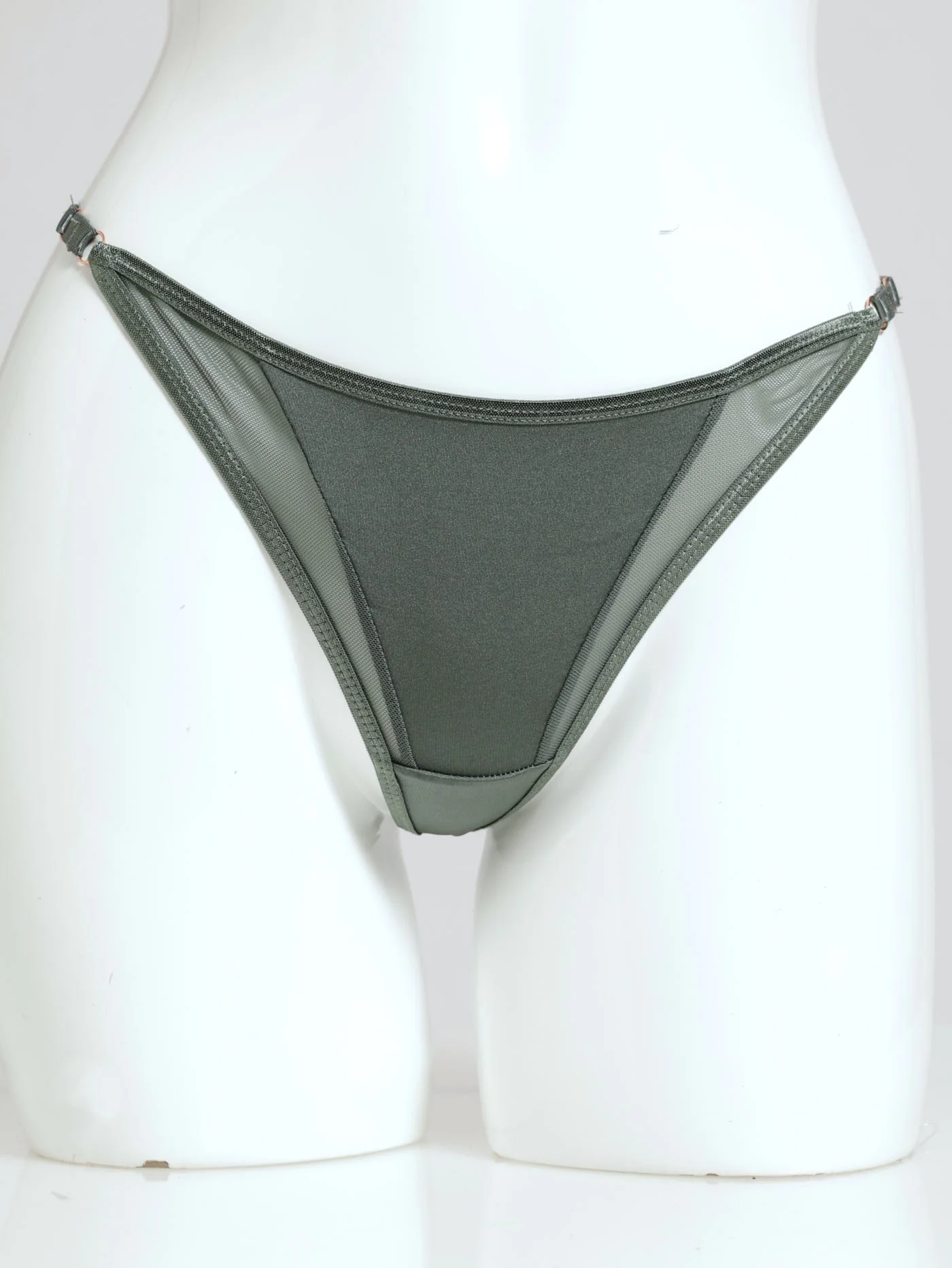 Microfibre & Mesh G-String - Sage