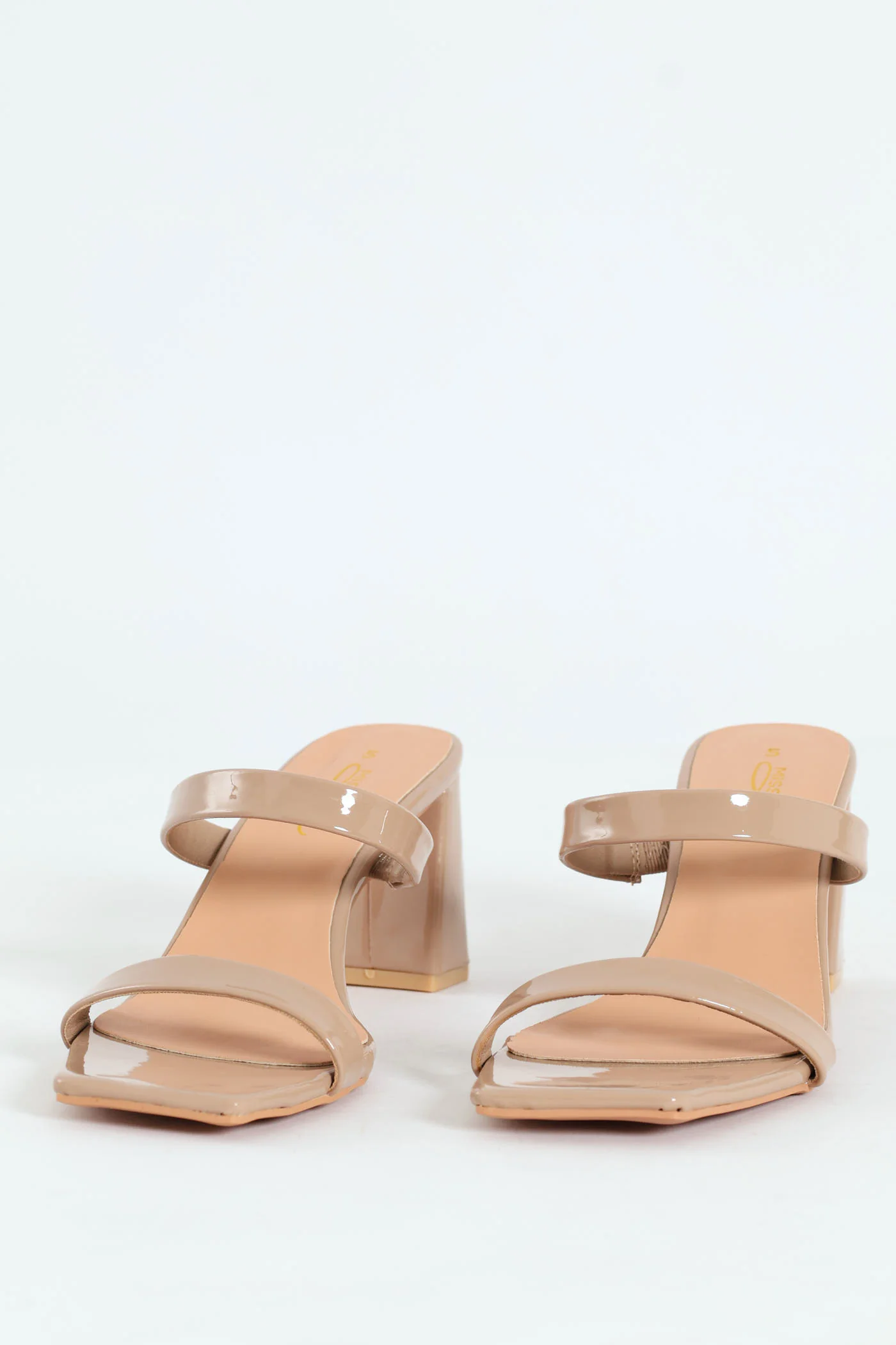Mid Block Square Patent Mule Heel - Taupe - Image 2