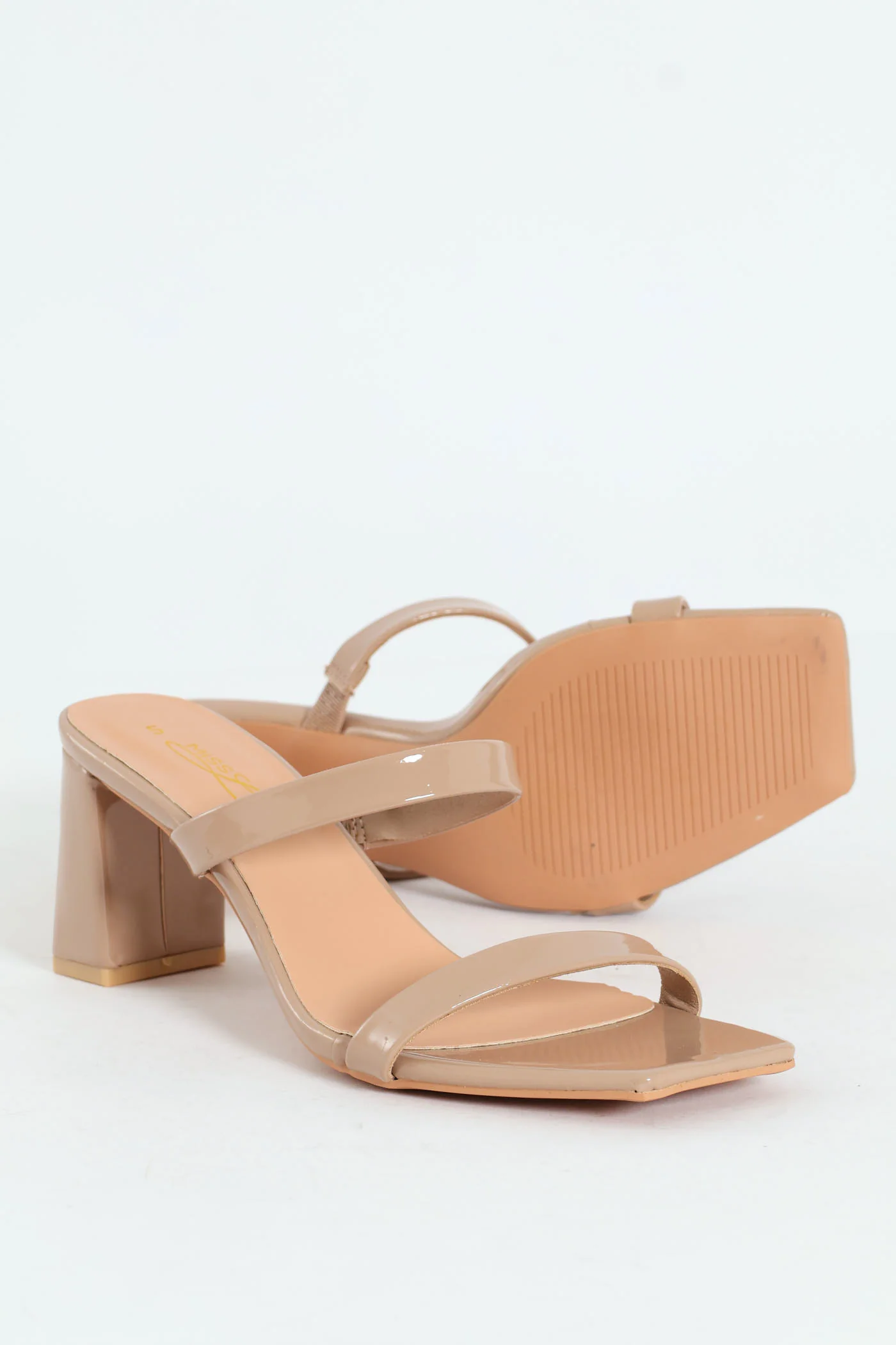 Mid Block Square Patent Mule Heel - Taupe - Image 4