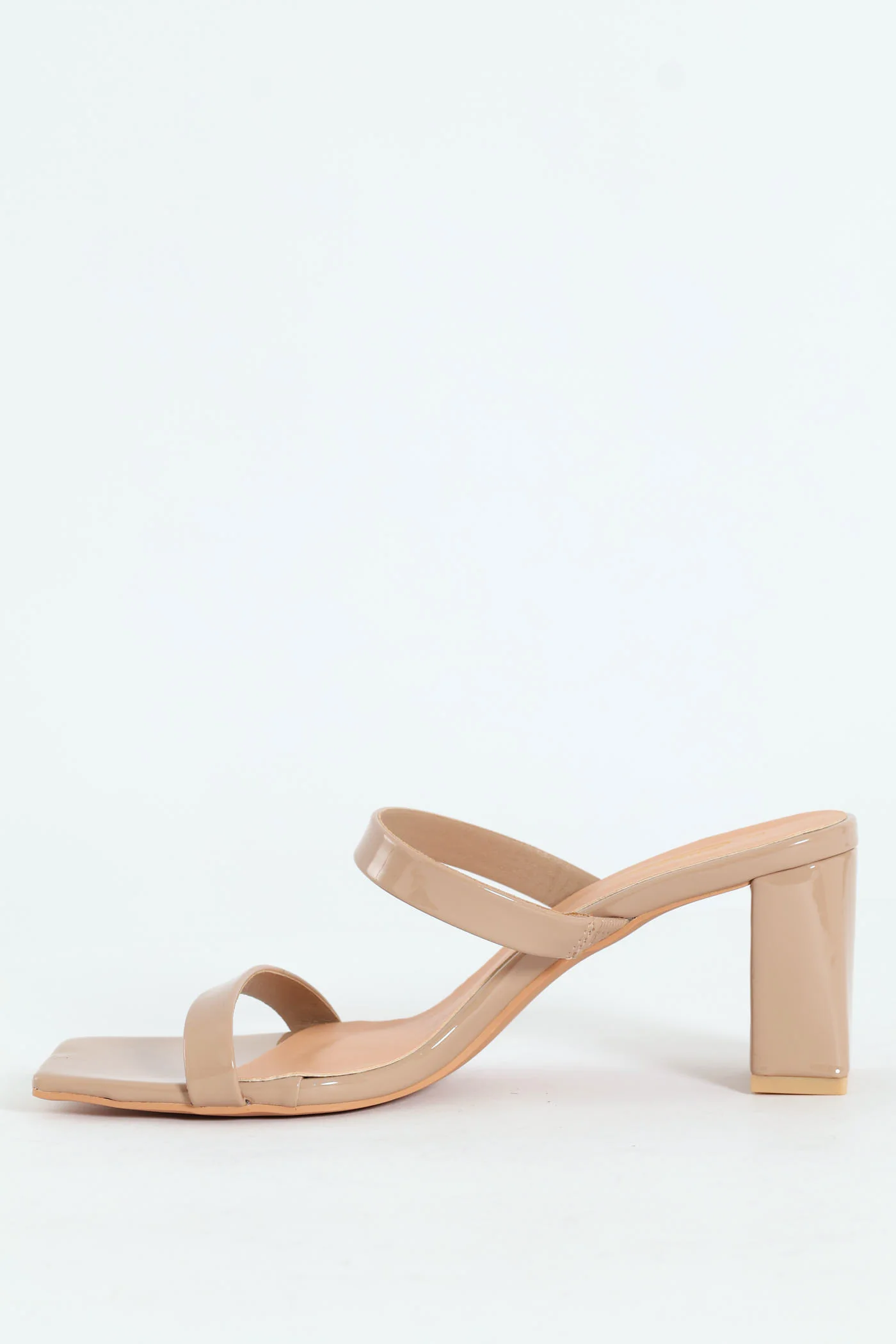 Mid Block Square Patent Mule Heel - Taupe - Image 5