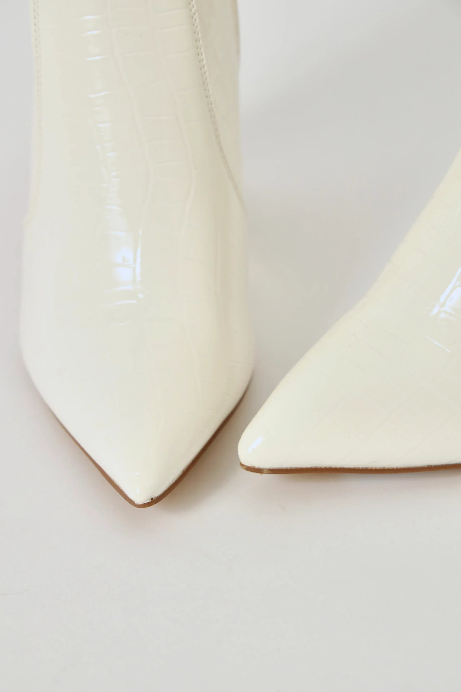 Mid Calf Gold Block Heel - White - Image 3