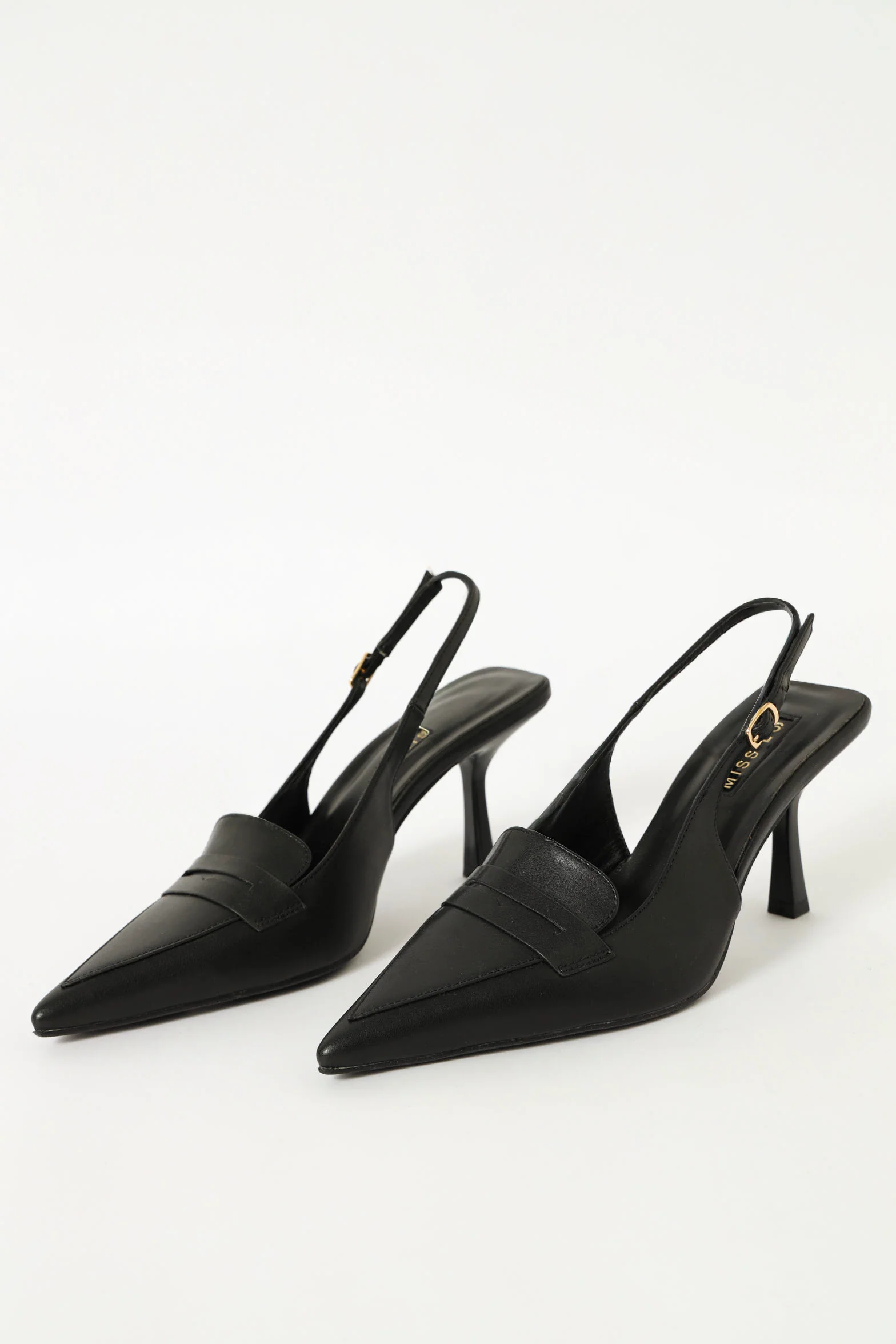 Mid Heel Slingback Court - Black