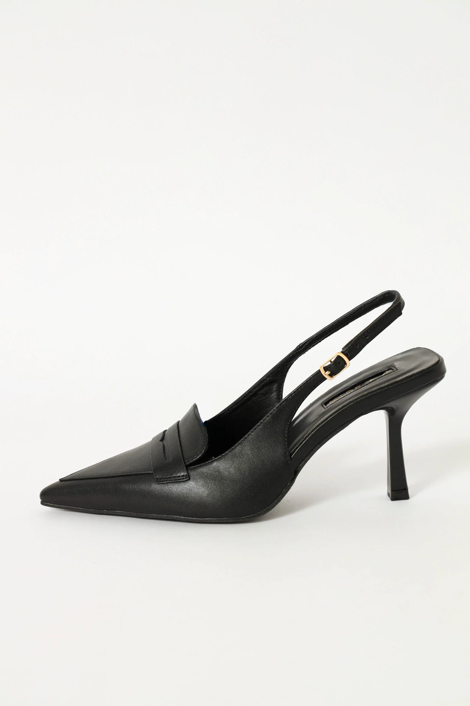 Mid Heel Slingback Court - Black - Image 2
