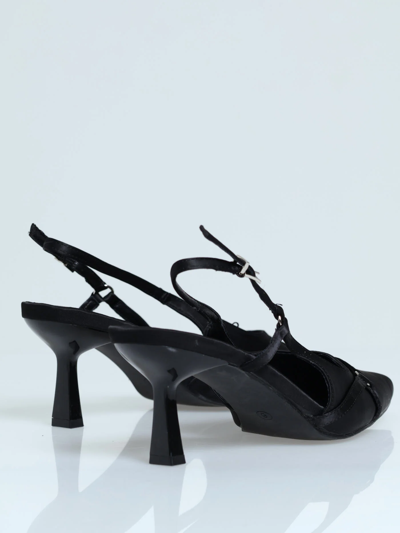Mid Shaped Slingback Court Heel With Side Trim Detail - Black - Image 7