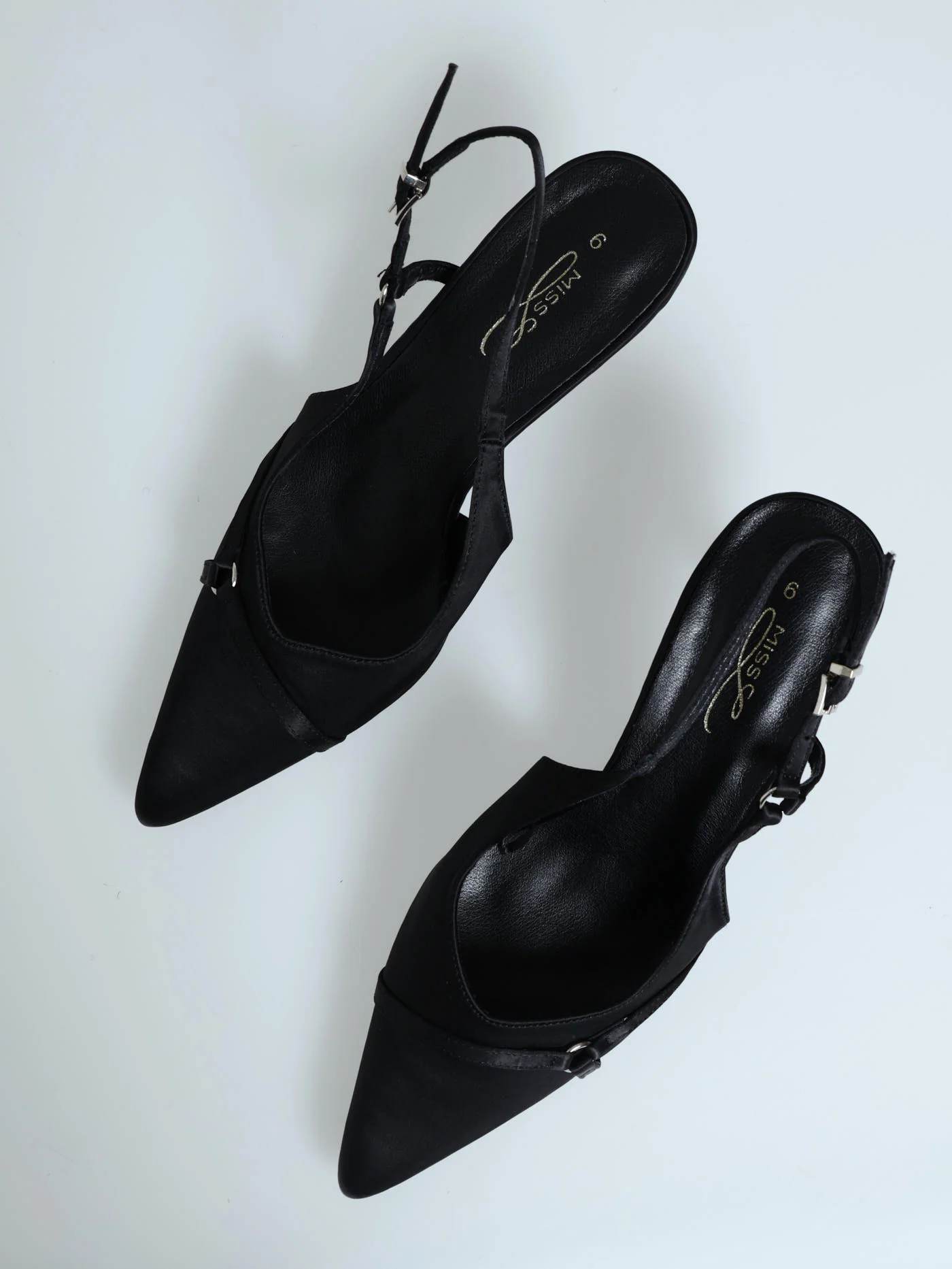 Mid Shaped Slingback Court Heel With Side Trim Detail - Black - Image 8