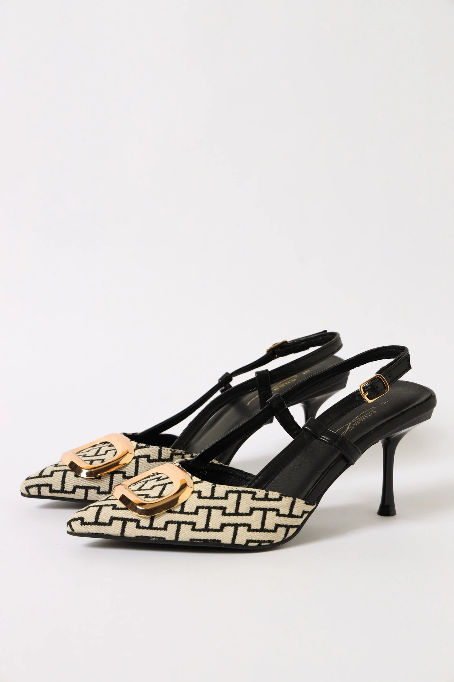 Mid Slingback Pointy Monogram Court Heel - Black - Image 3