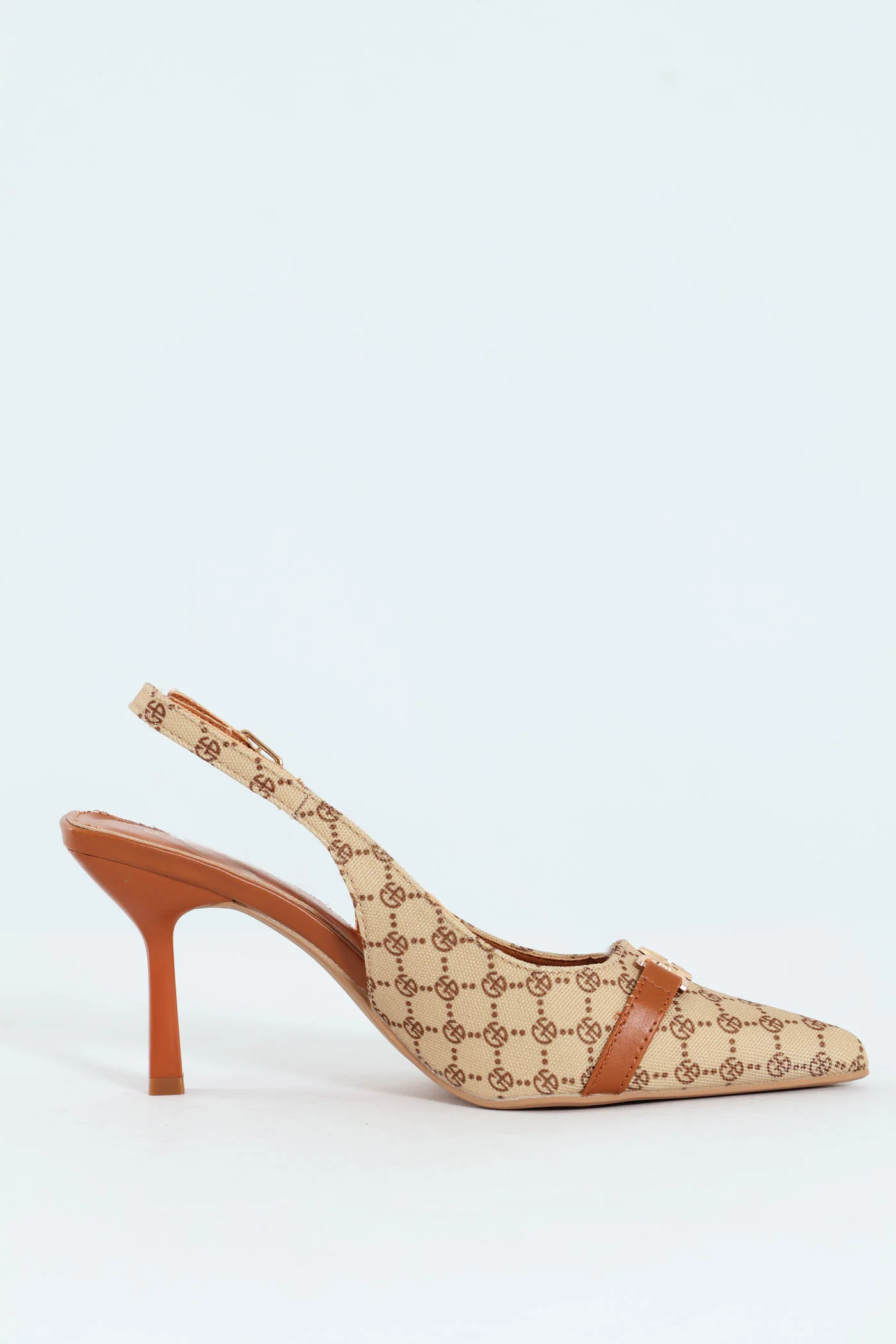 Mid Stiletto Monogram Slingback Court Heel - Tan - Image 2