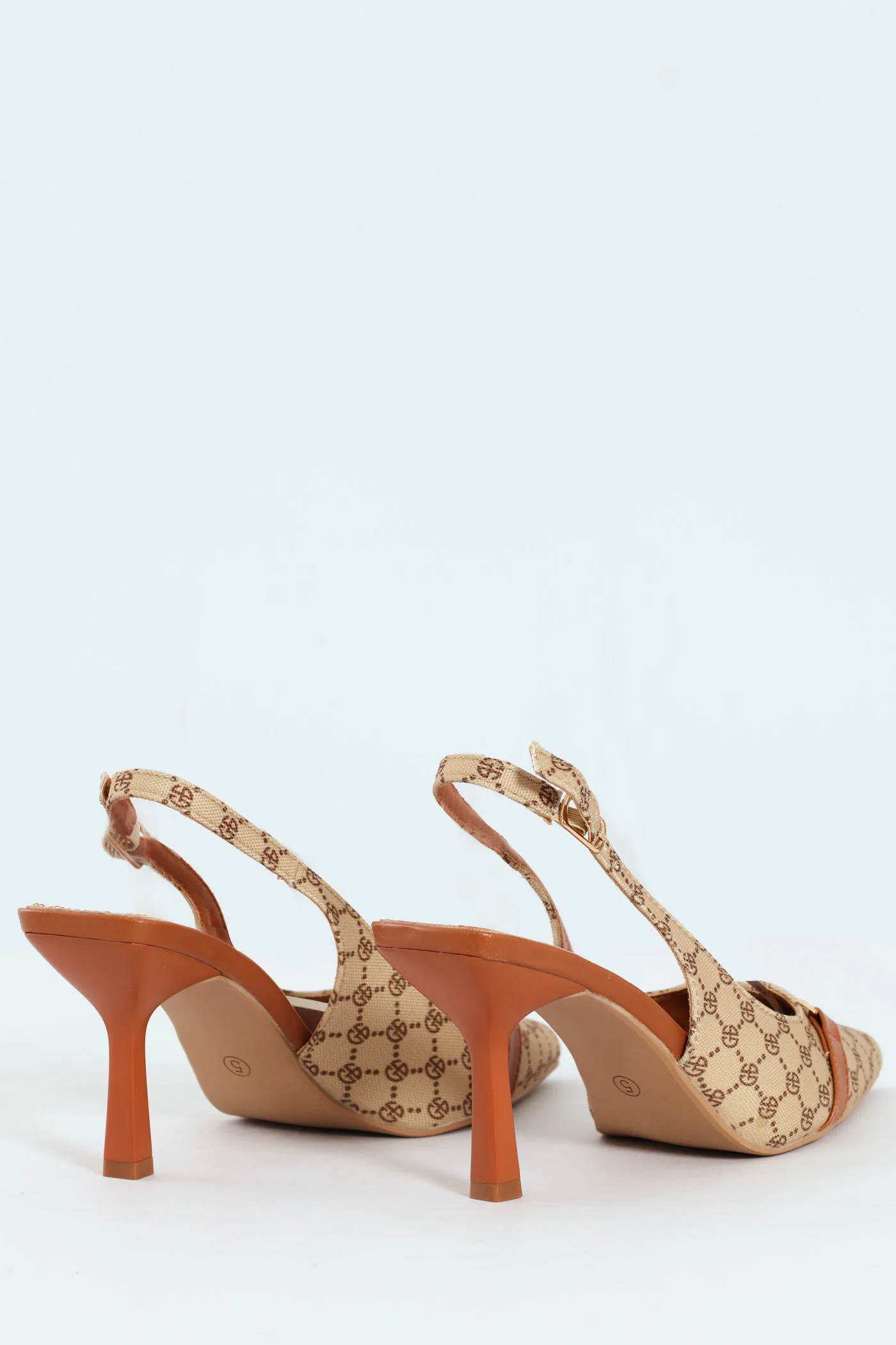 Mid Stiletto Monogram Slingback Court Heel - Tan - Image 4