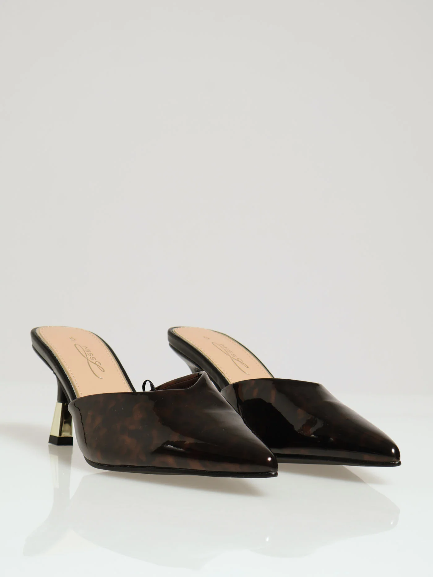 Mid Stiletto Pointy Tortoise Shell Court Heel