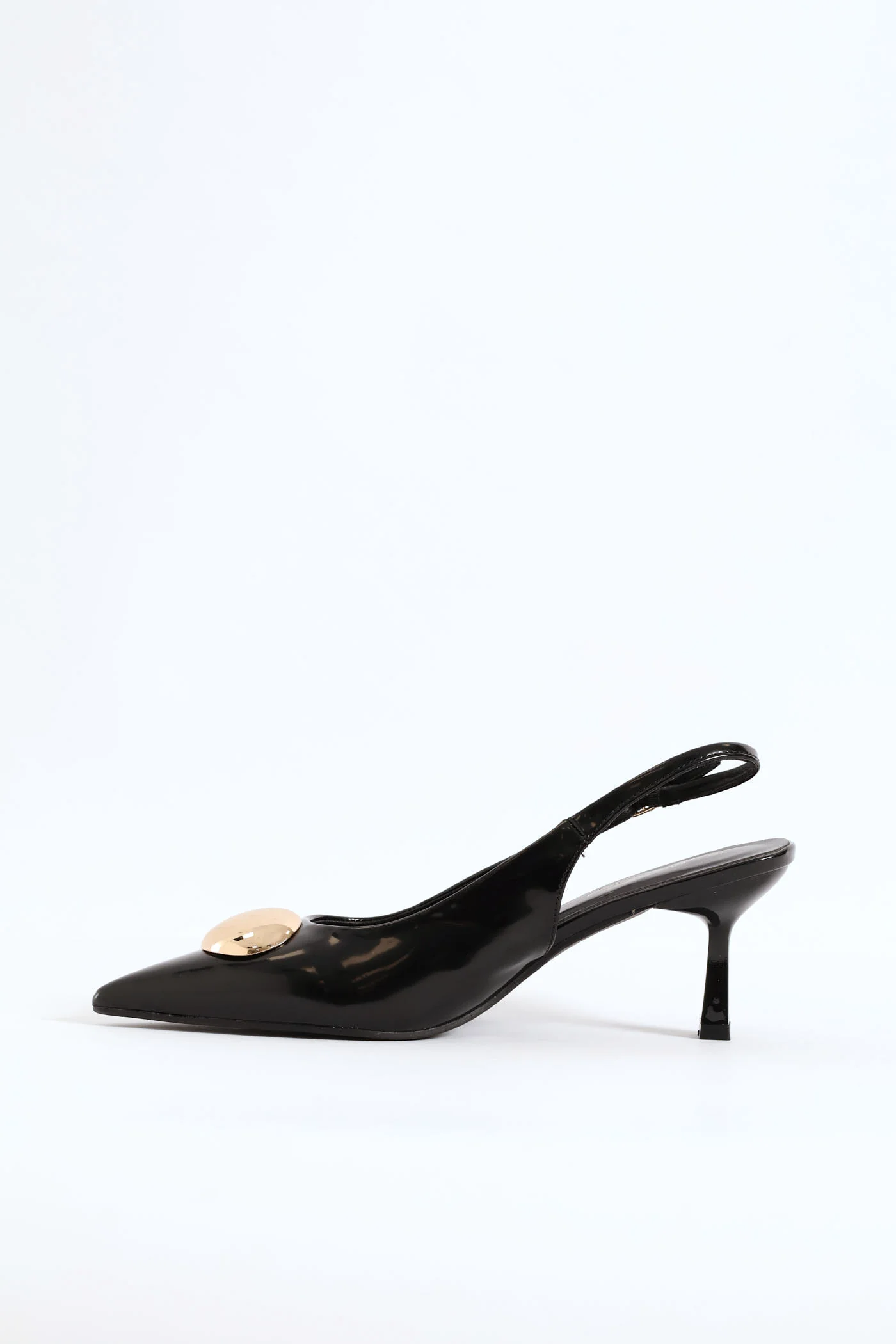 Mid Stiletto Slingback Court Heel - Black