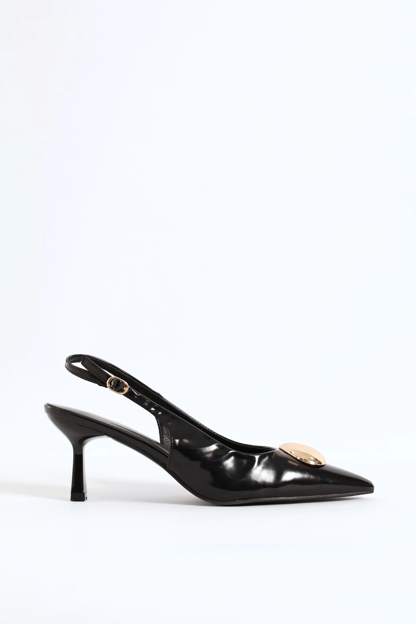 Mid Stiletto Slingback Court Heel - Black - Image 4