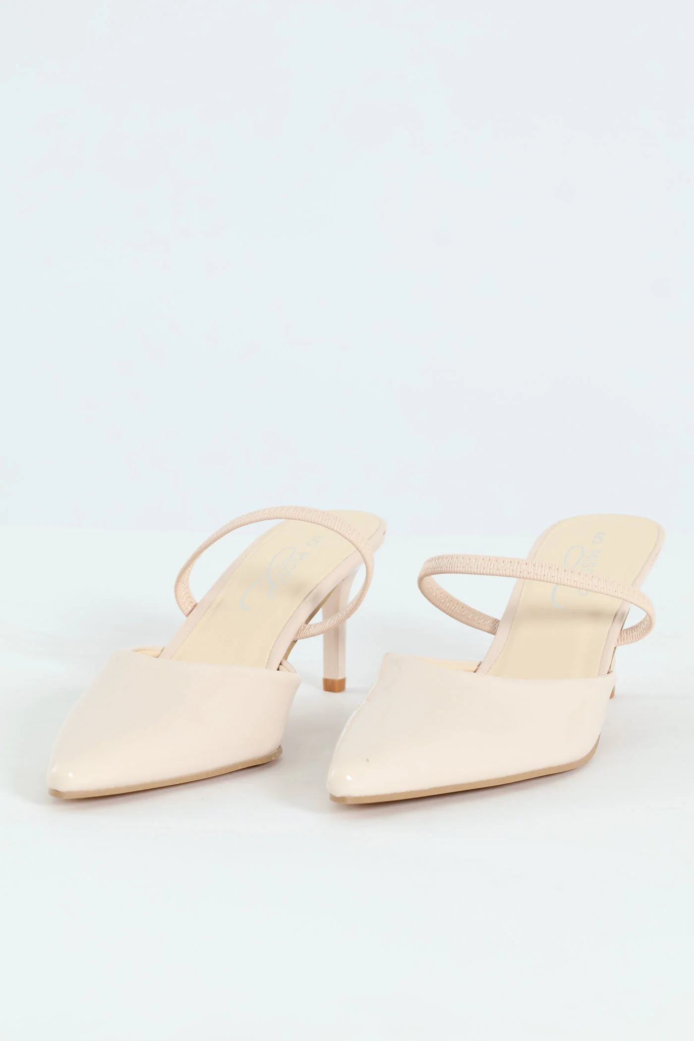 Mid Stiletto Slingback Pointy Court Heel - Off White - Image 2