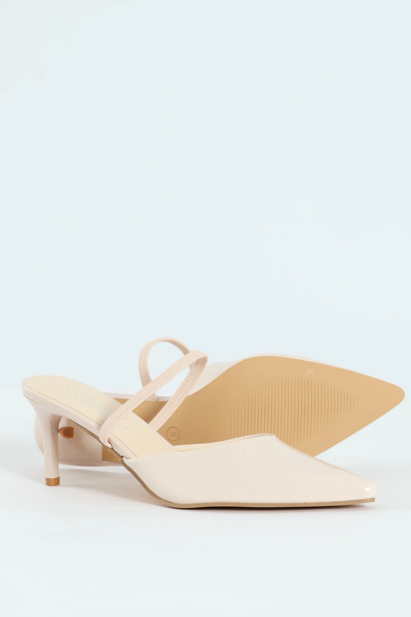 Mid Stiletto Slingback Pointy Court Heel - Off White - Image 4